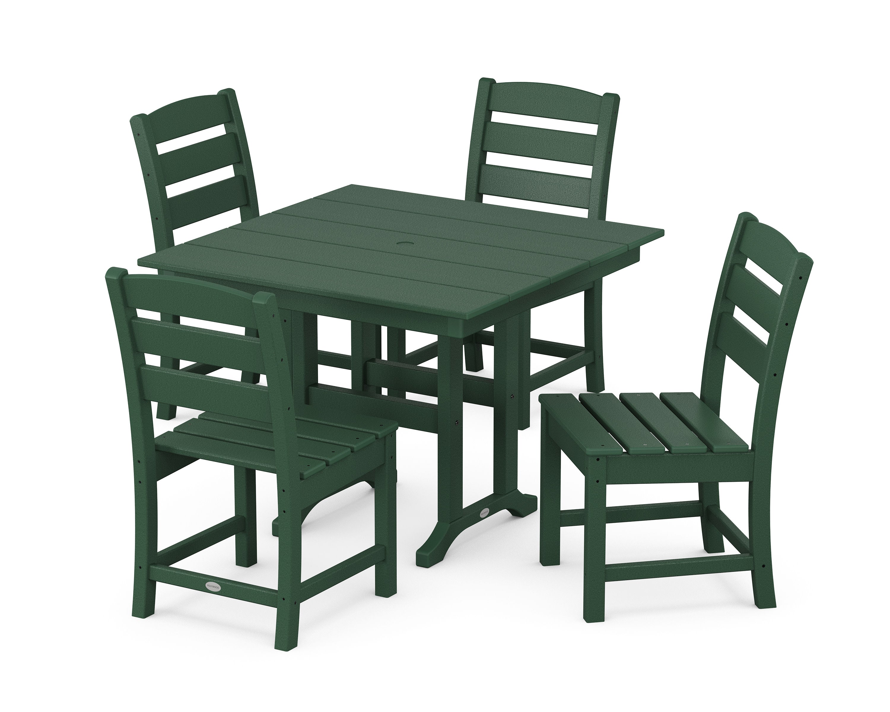 Lakeside Side Chair 5-Piece Farmhouse Dining Set in Green