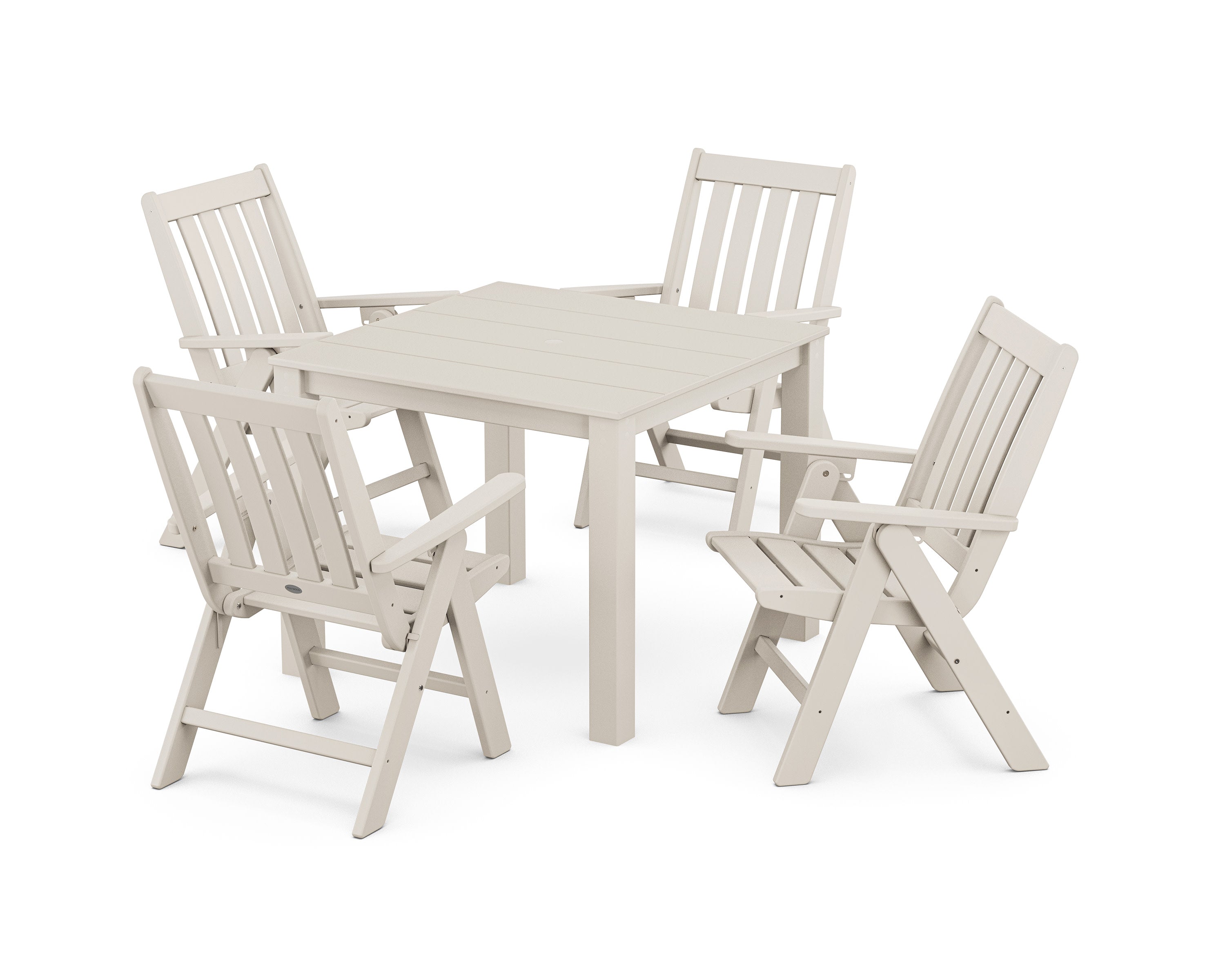 Vineyard Folding Chair 5-Piece Parsons Dining Set in Sand