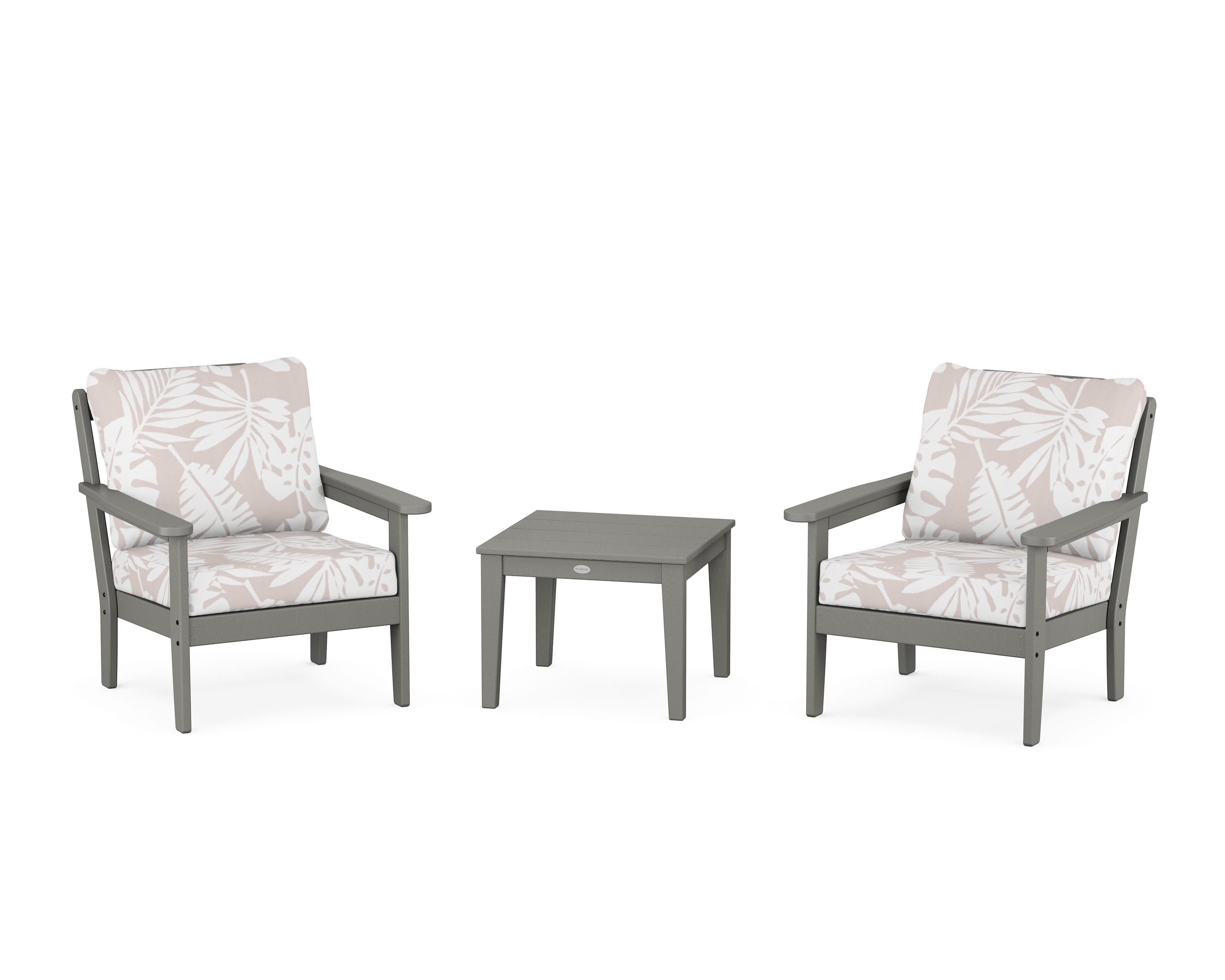 Cottage 3-Piece Deep Seating Set in Slate Grey / Leaf Dune Burlap