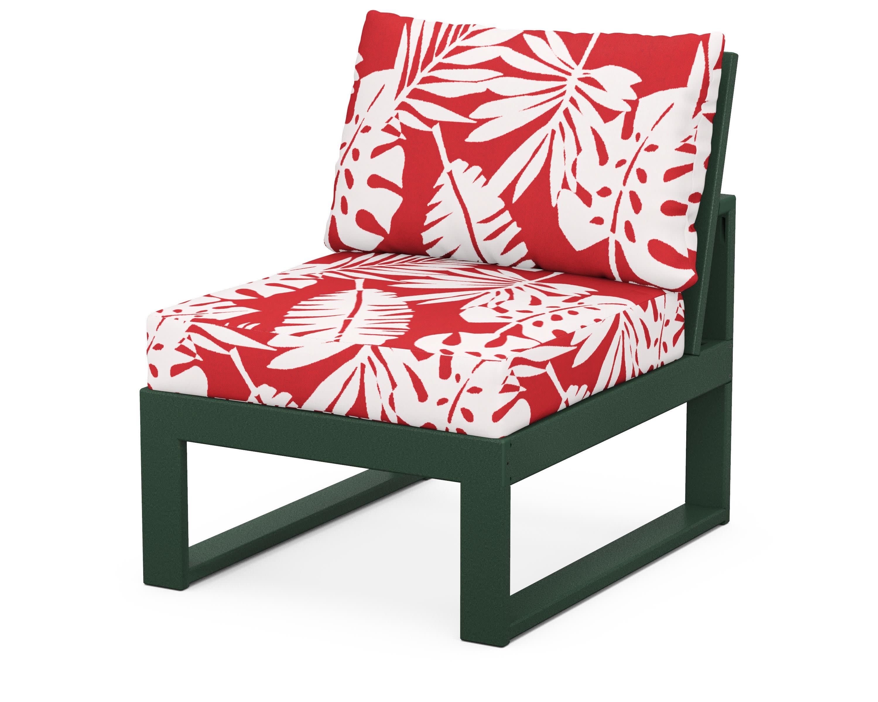 Modular Armless Chair in Green / Leaf Crimson