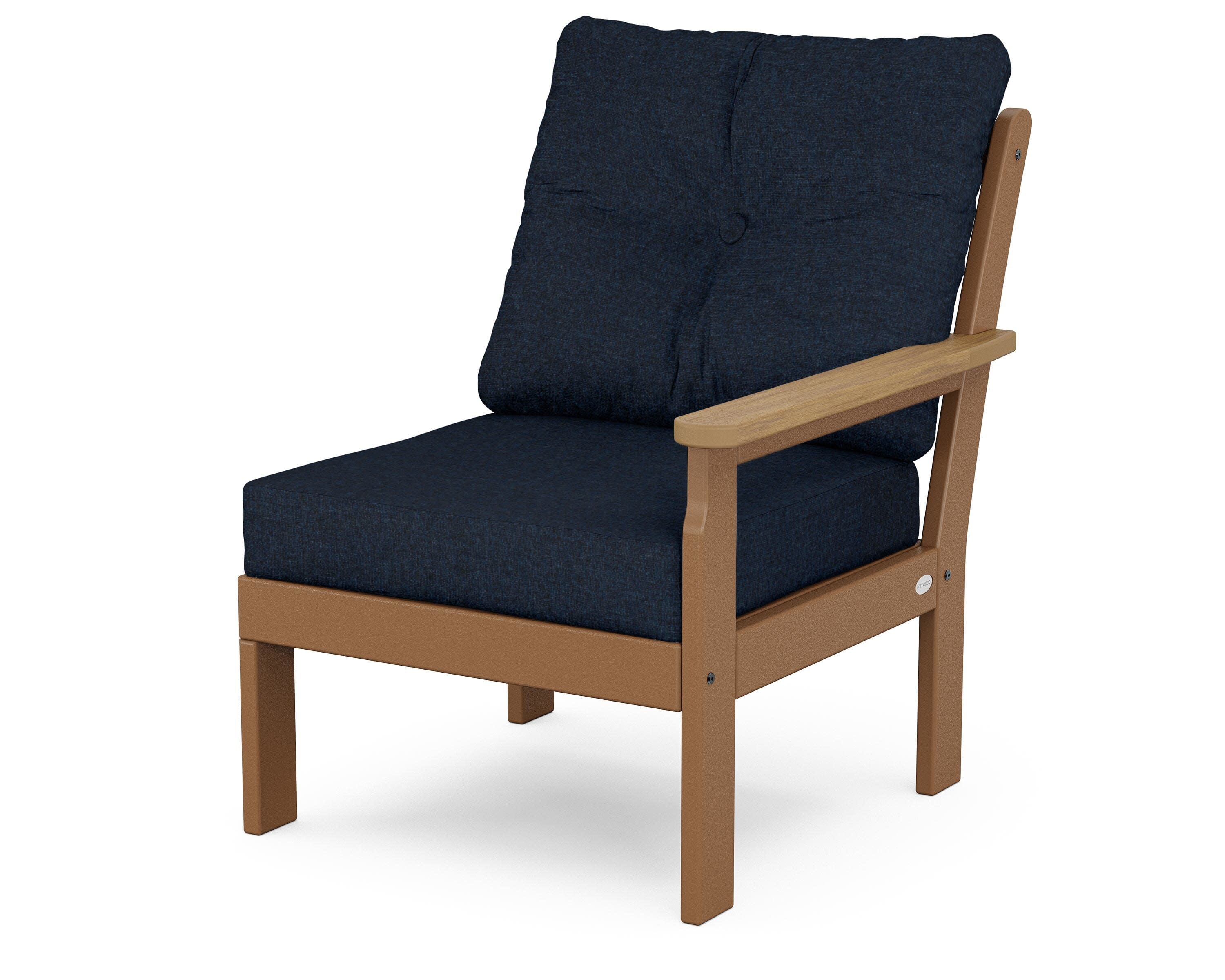 Vineyard Modular Right Arm Chair in Teak / Natural / Marine Indigo