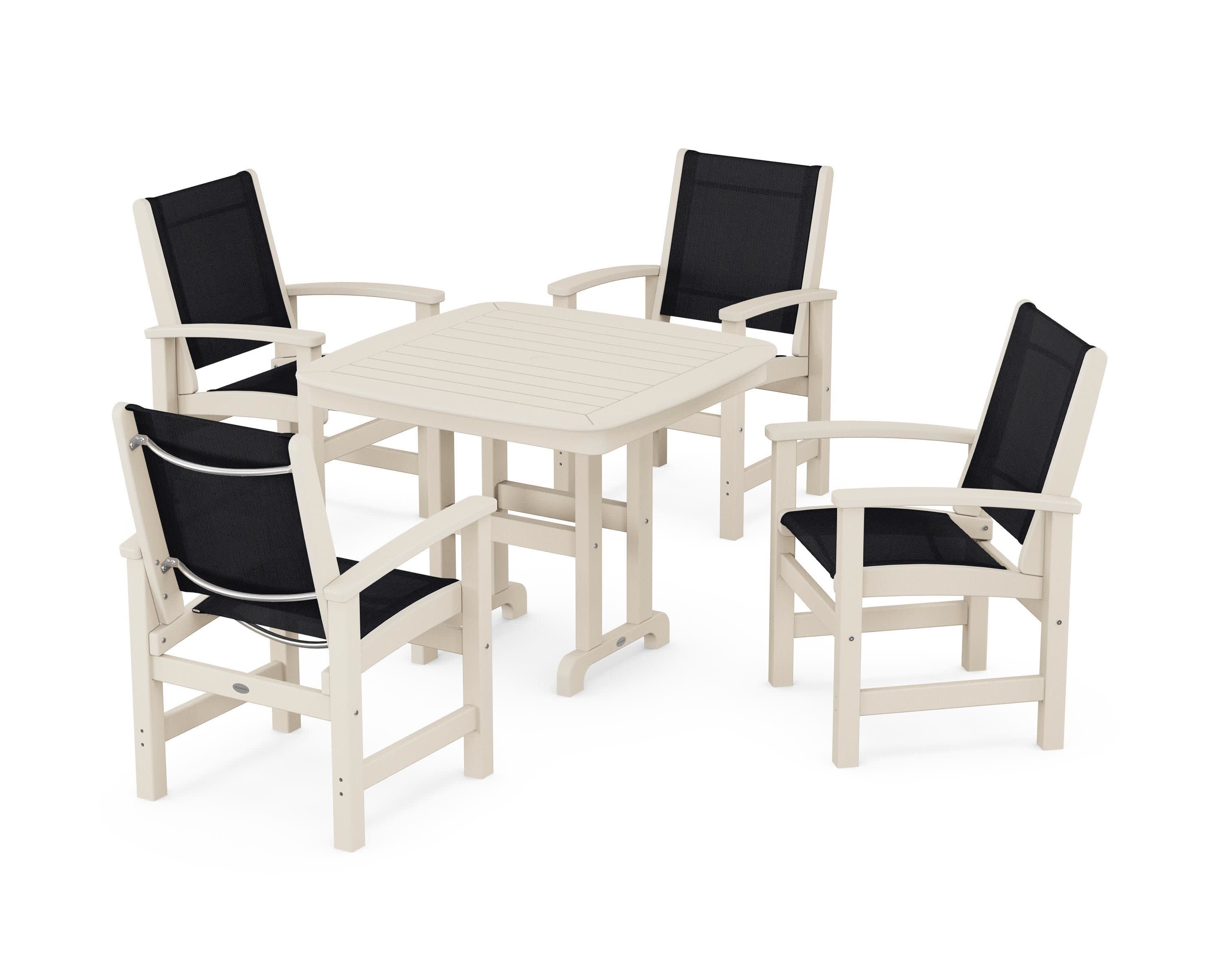 Coastal 5-Piece Dining Set in Sand / Black Sling