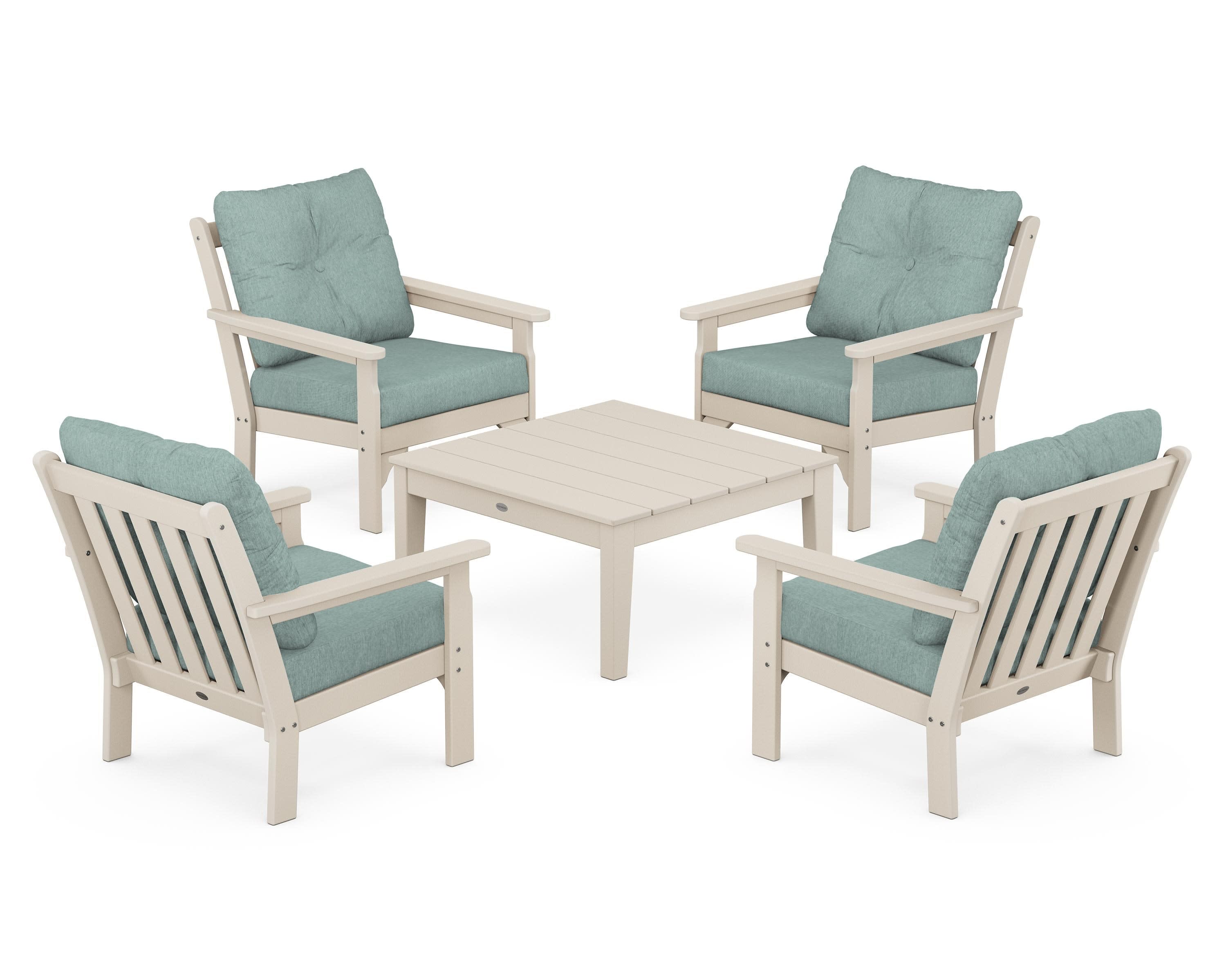 Vineyard 5-Piece Deep Seating Conversation Set in Sand / Glacier Spa