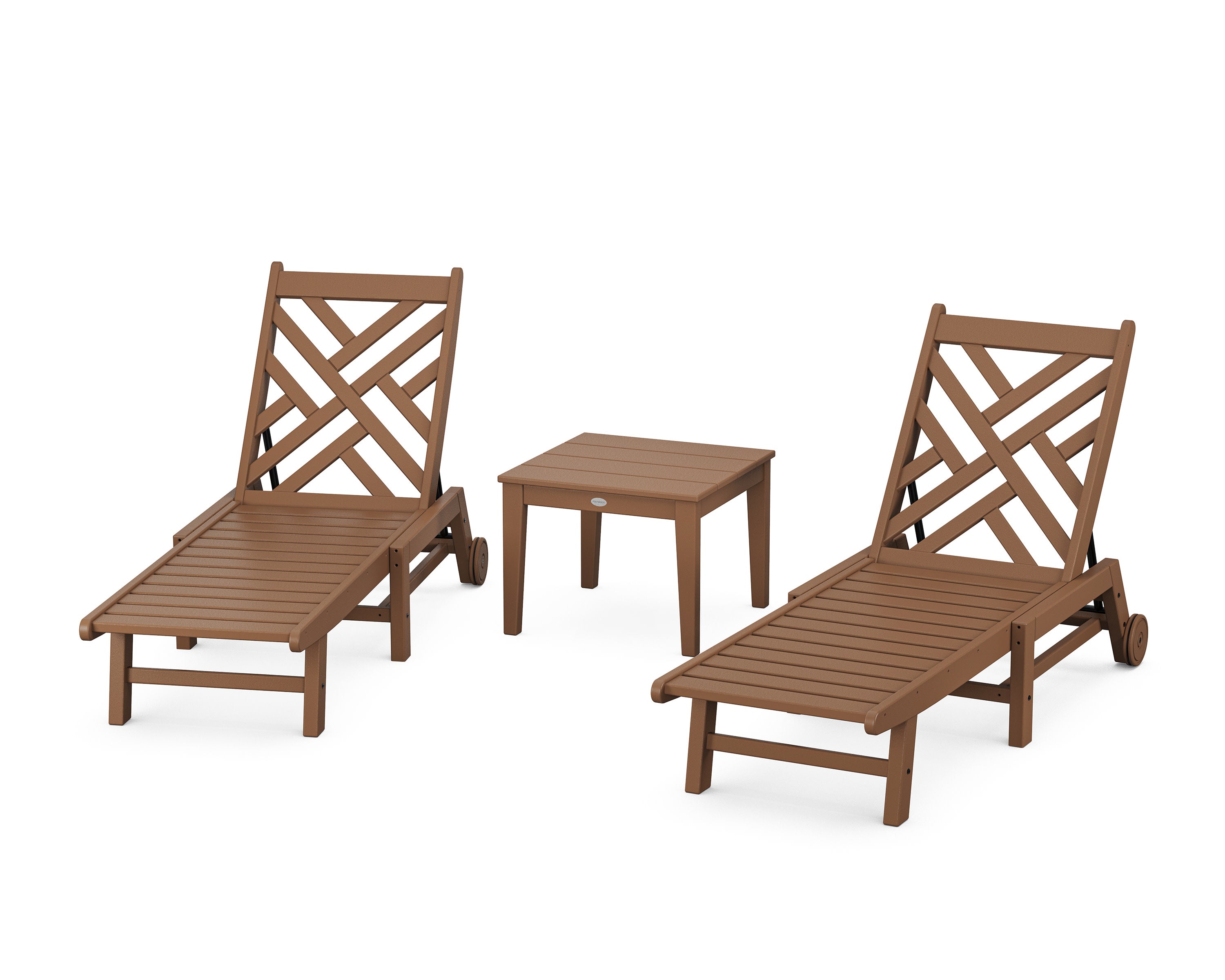 Chippendale 3-Piece Chaise Set with Wheels in Teak