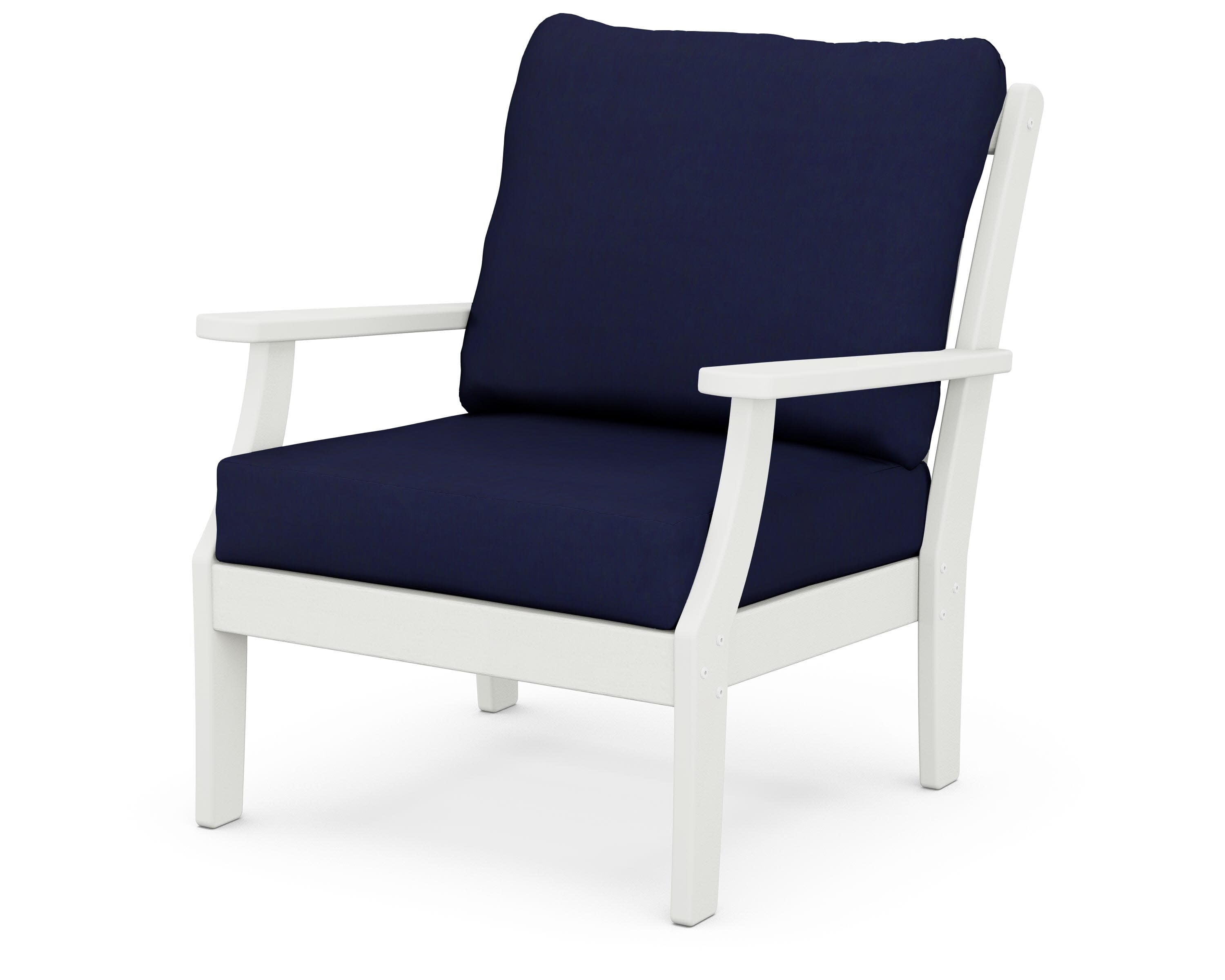 Braxton Deep Seating Chair in Vintage White / Navy