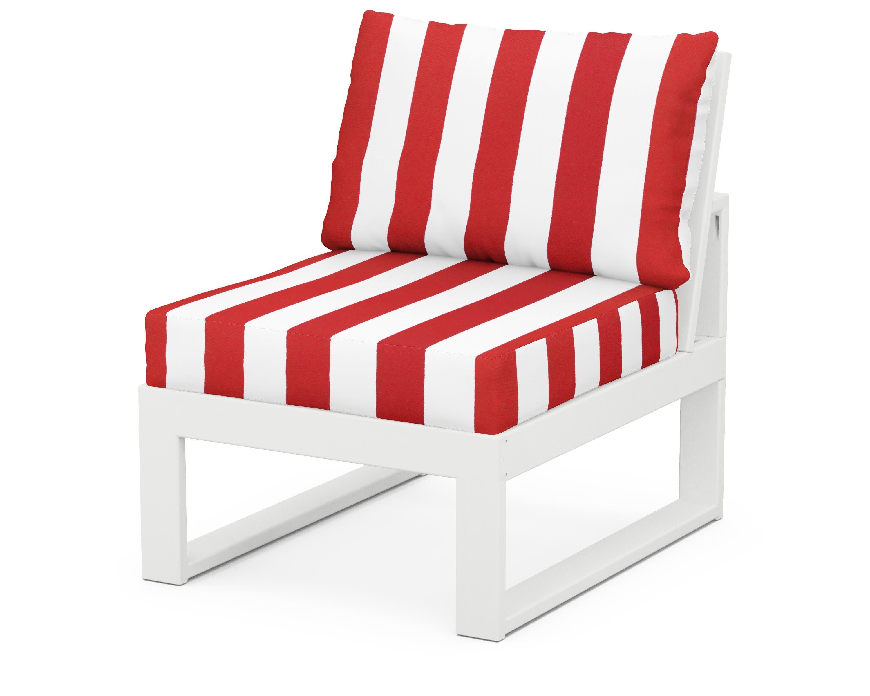 Modular Armless Chair in White / Cabana Stripe Crimson