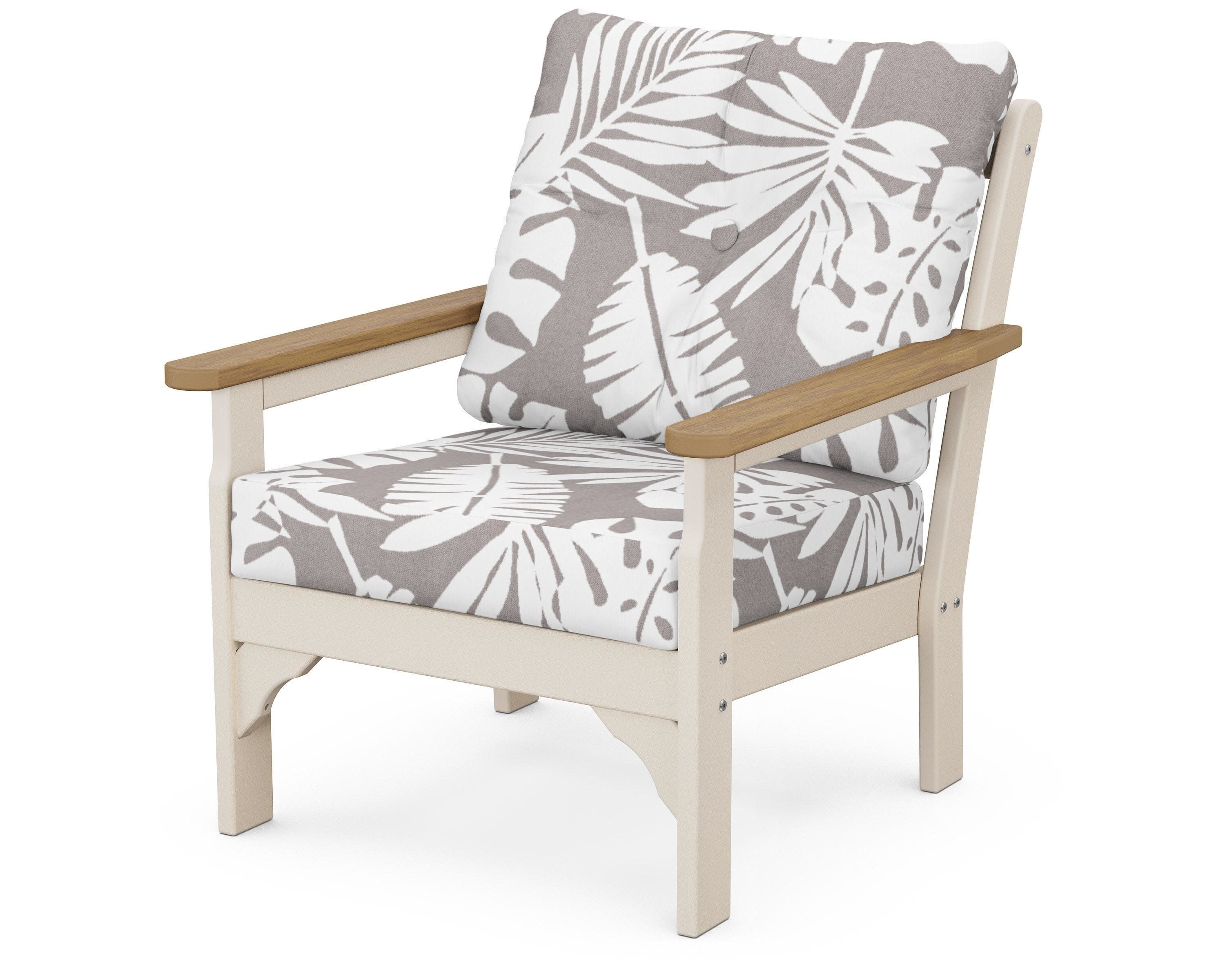 Vineyard Deep Seating Chair in Sand / Natural / Leaf Grey Mist