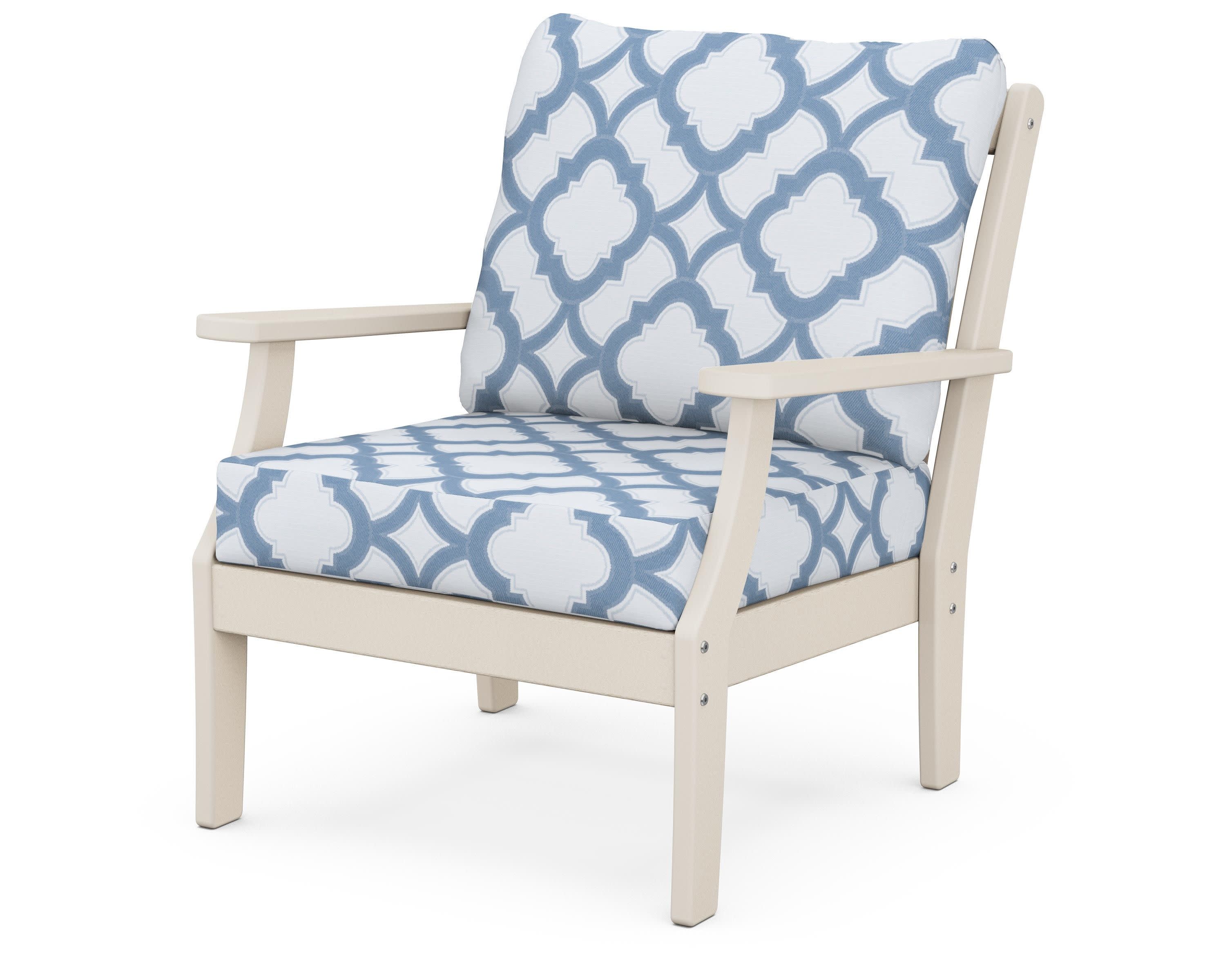 Braxton Deep Seating Chair in Sand / Trellis Sky Blue