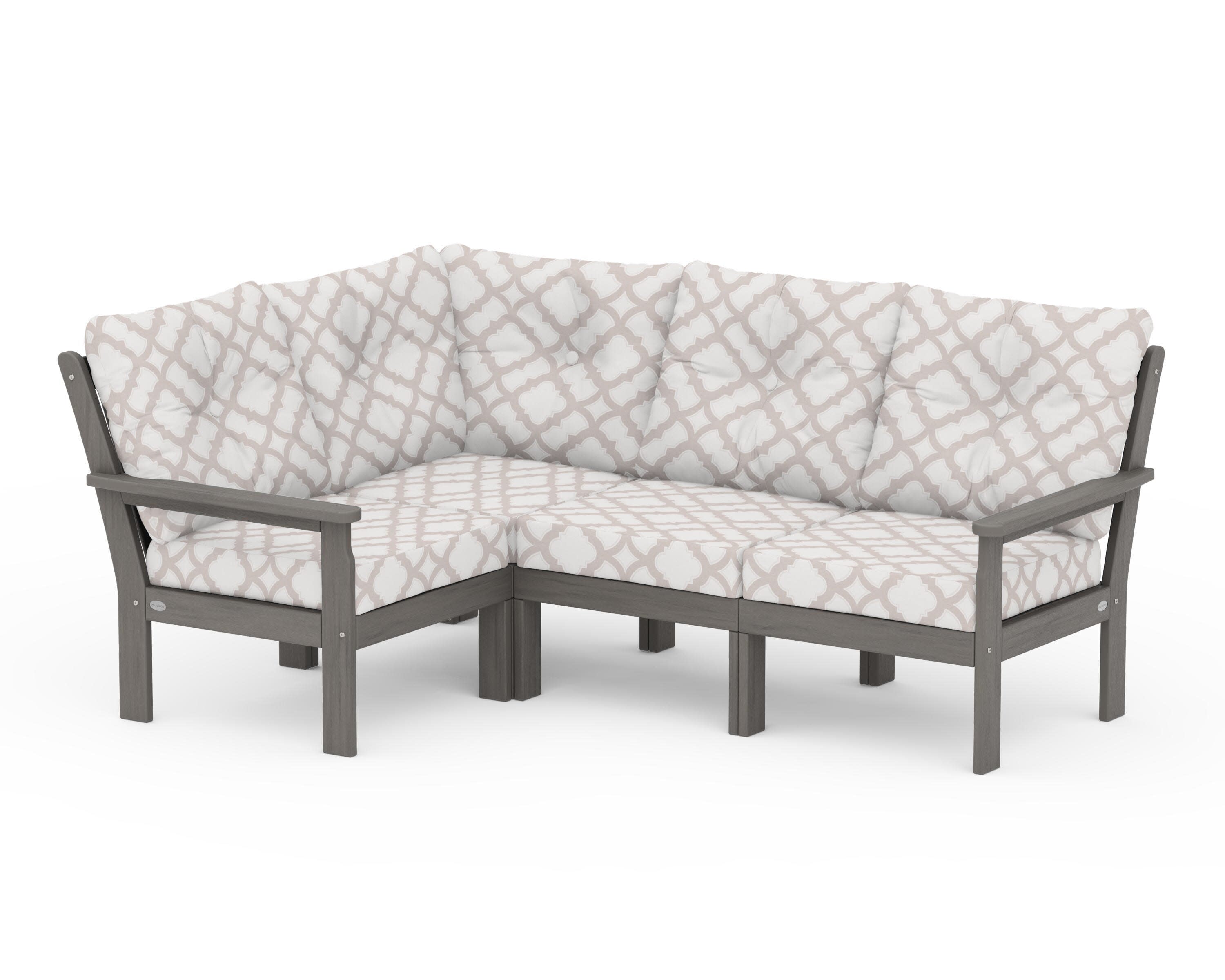 Vineyard 4-Piece Sectional in Driftwood / Trellis Dune Burlap