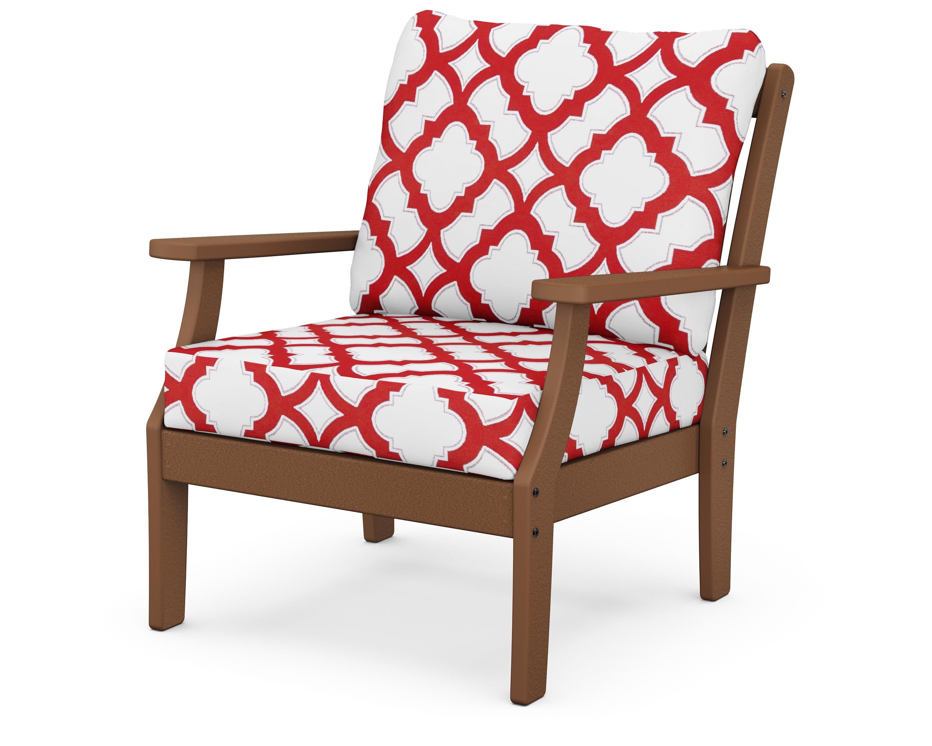 Braxton Deep Seating Chair in Teak / Trellis Crimson
