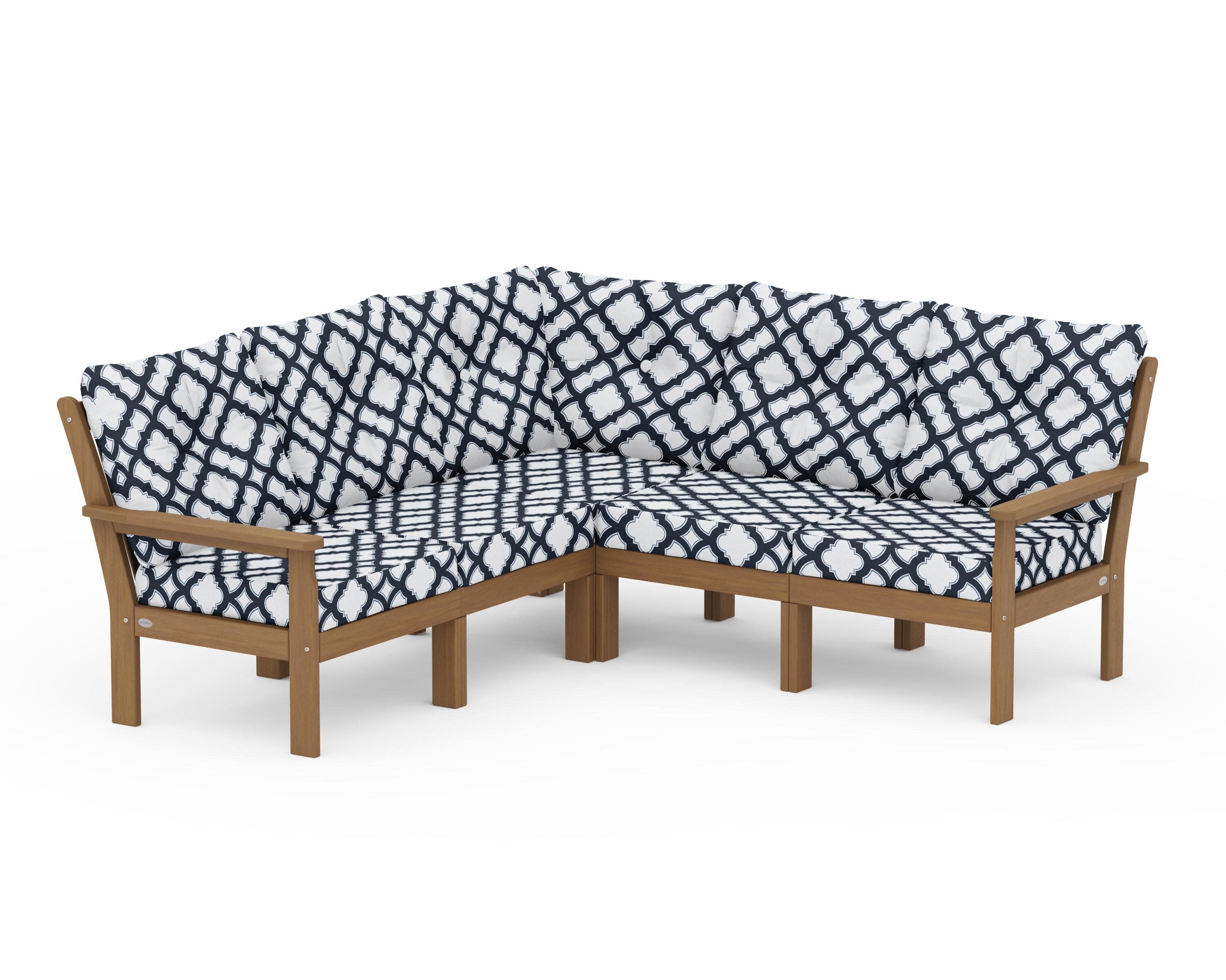 Vineyard 5-Piece Sectional in Natural / Trellis Marine Indigo