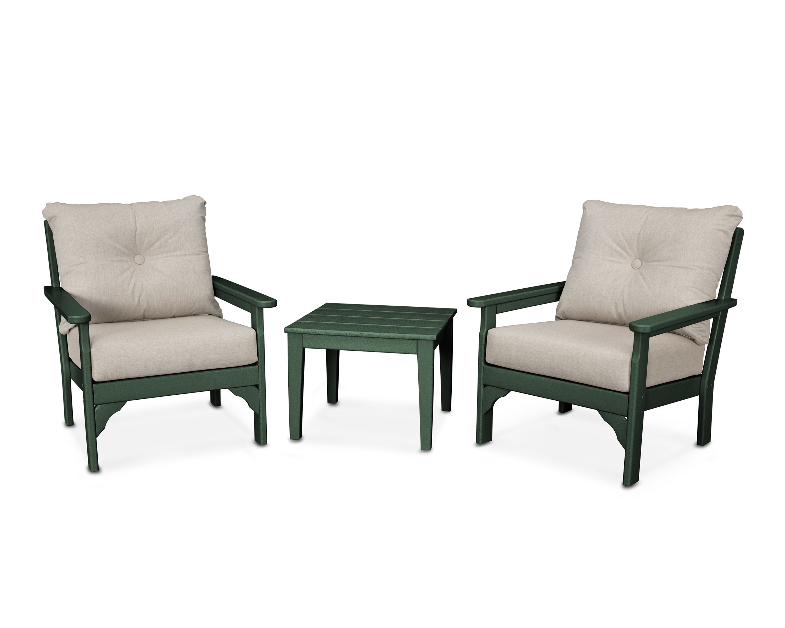 Vineyard 3-Piece Deep Seating Set in Green / Cast Ash
