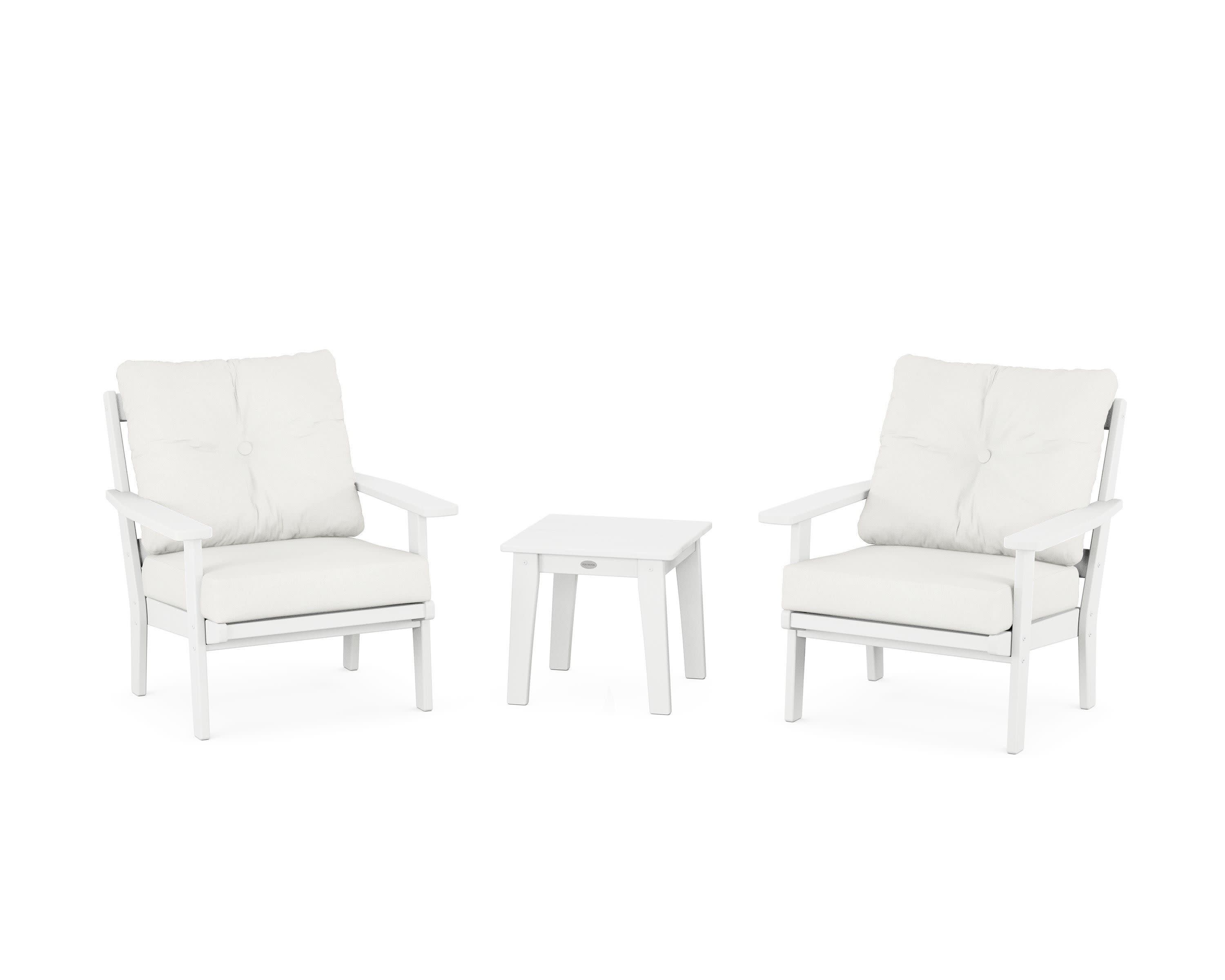 Oxford 3-Piece Deep Seating Set in White / Natural Linen
