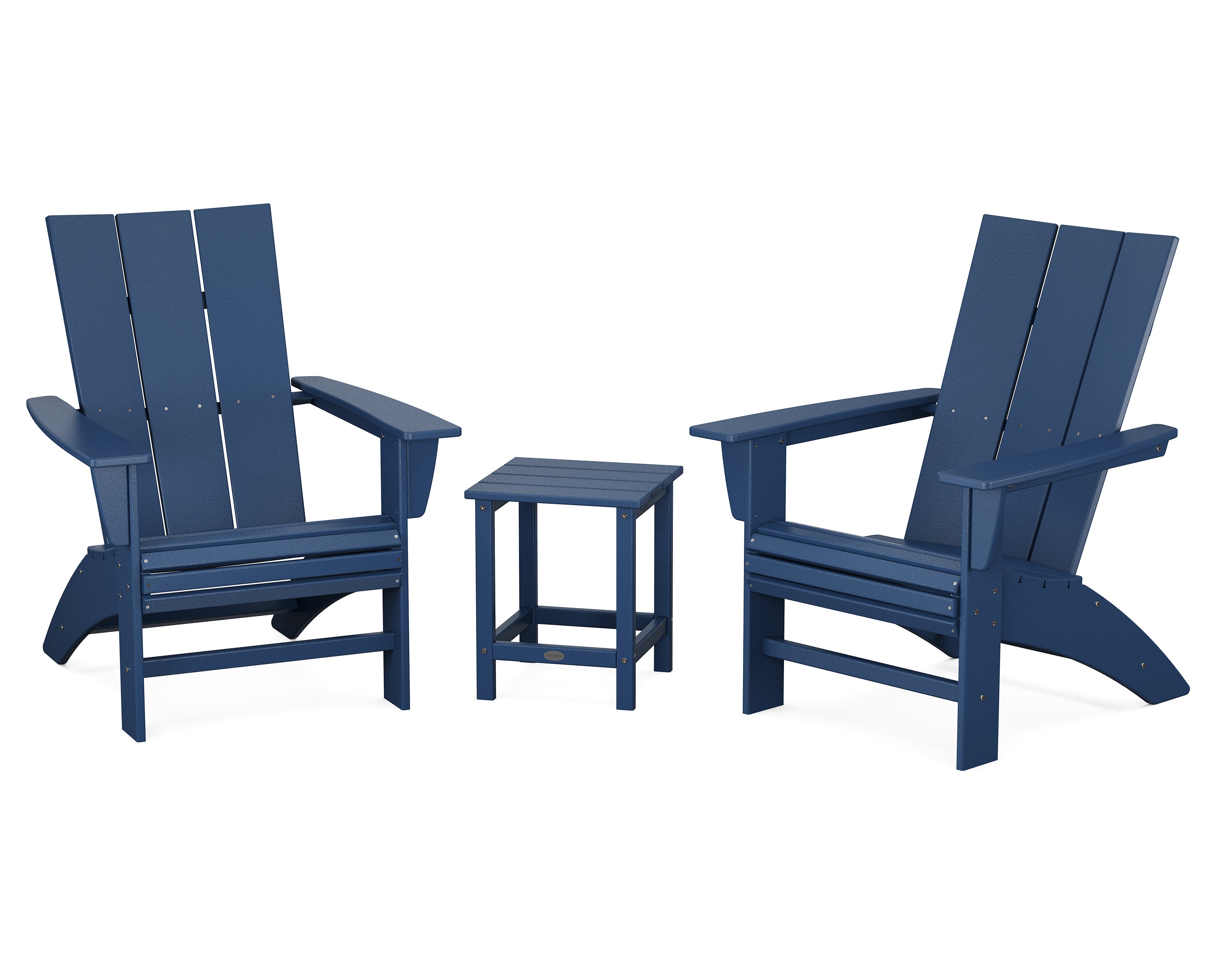 Modern 3-Piece Curveback Adirondack Set with Long Island 18" Side Table in Navy