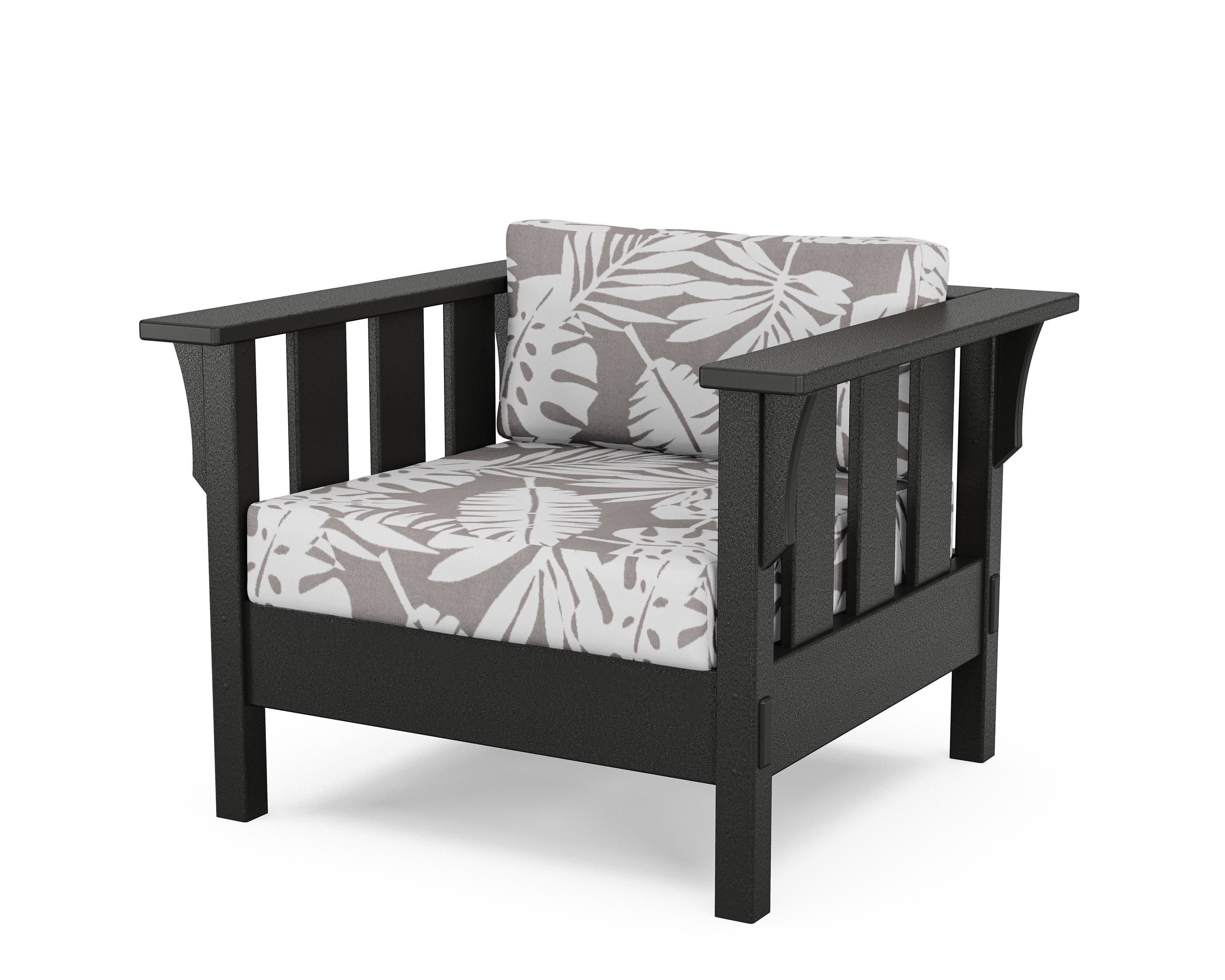 Acadia Deep Seating Chair in Black / Leaf Grey Mist