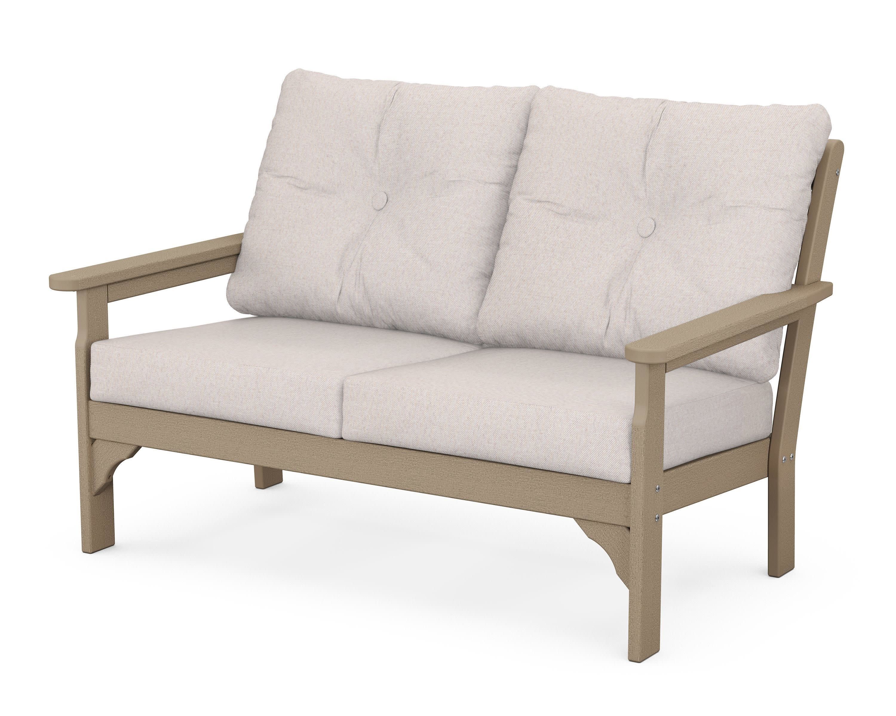Vineyard Deep Seating Loveseat in Vintage Sahara / Dune Burlap