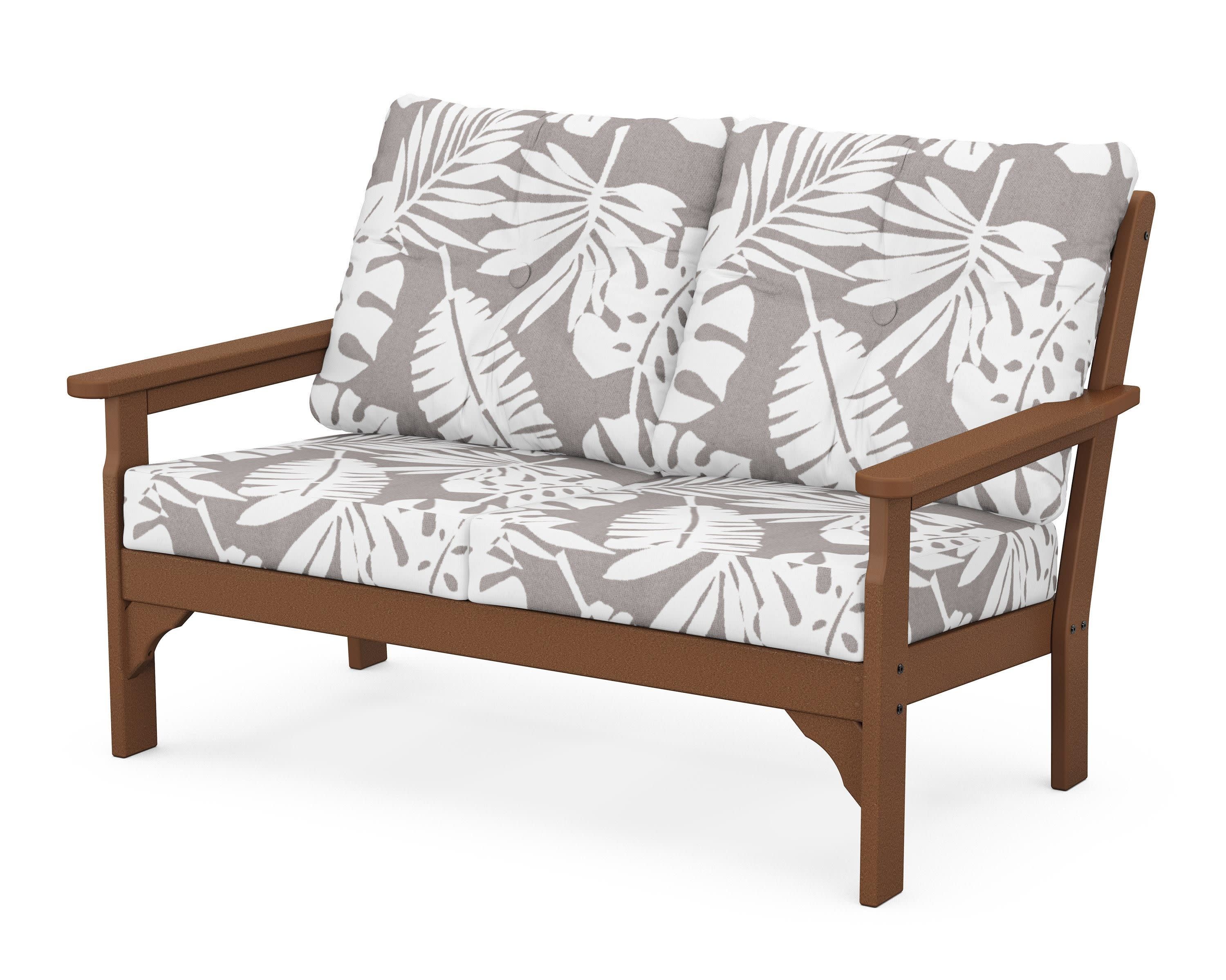 Vineyard Deep Seating Loveseat in Teak / Leaf Grey Mist