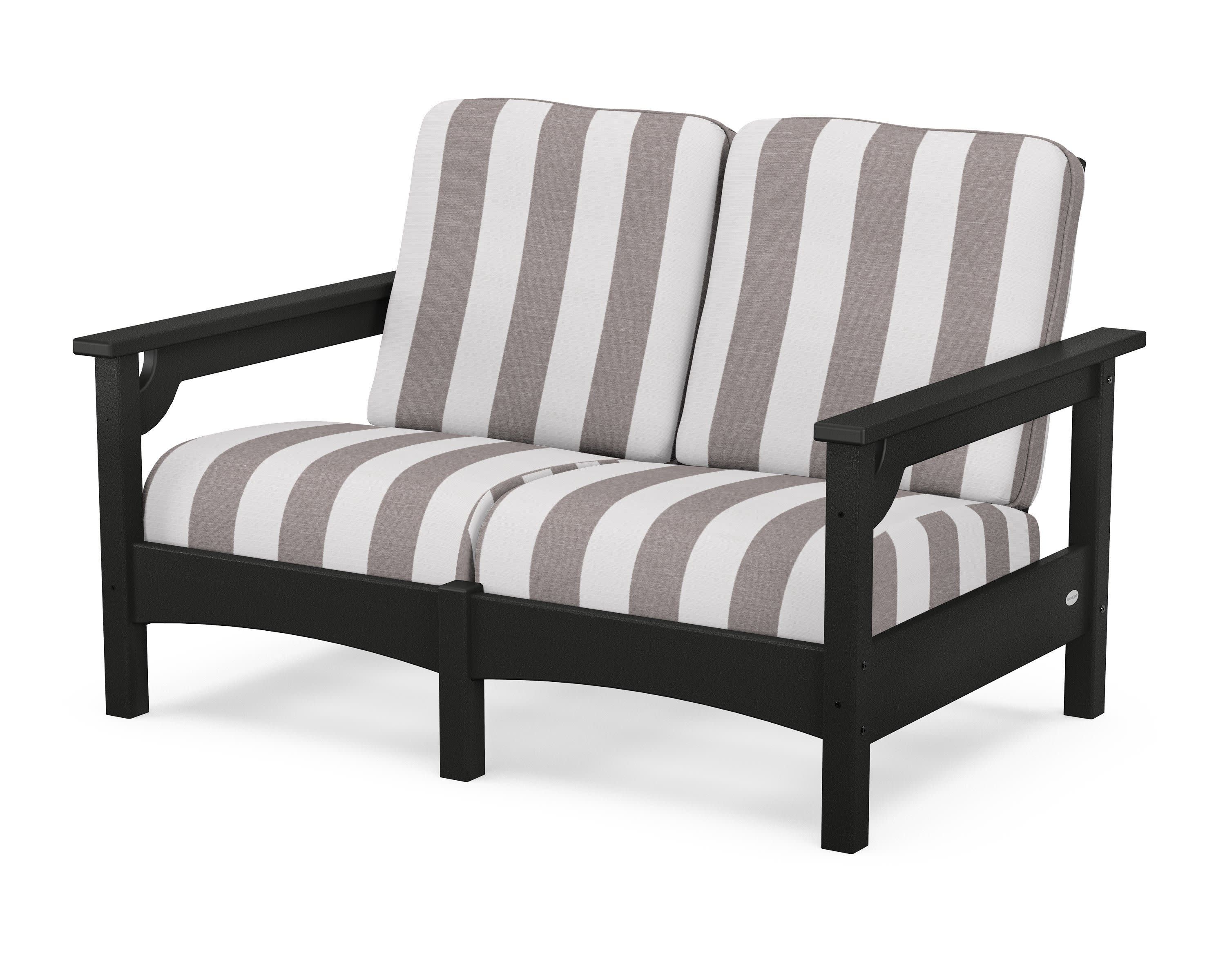 Club Loveseat in Black / Cabana Stripe Grey Mist