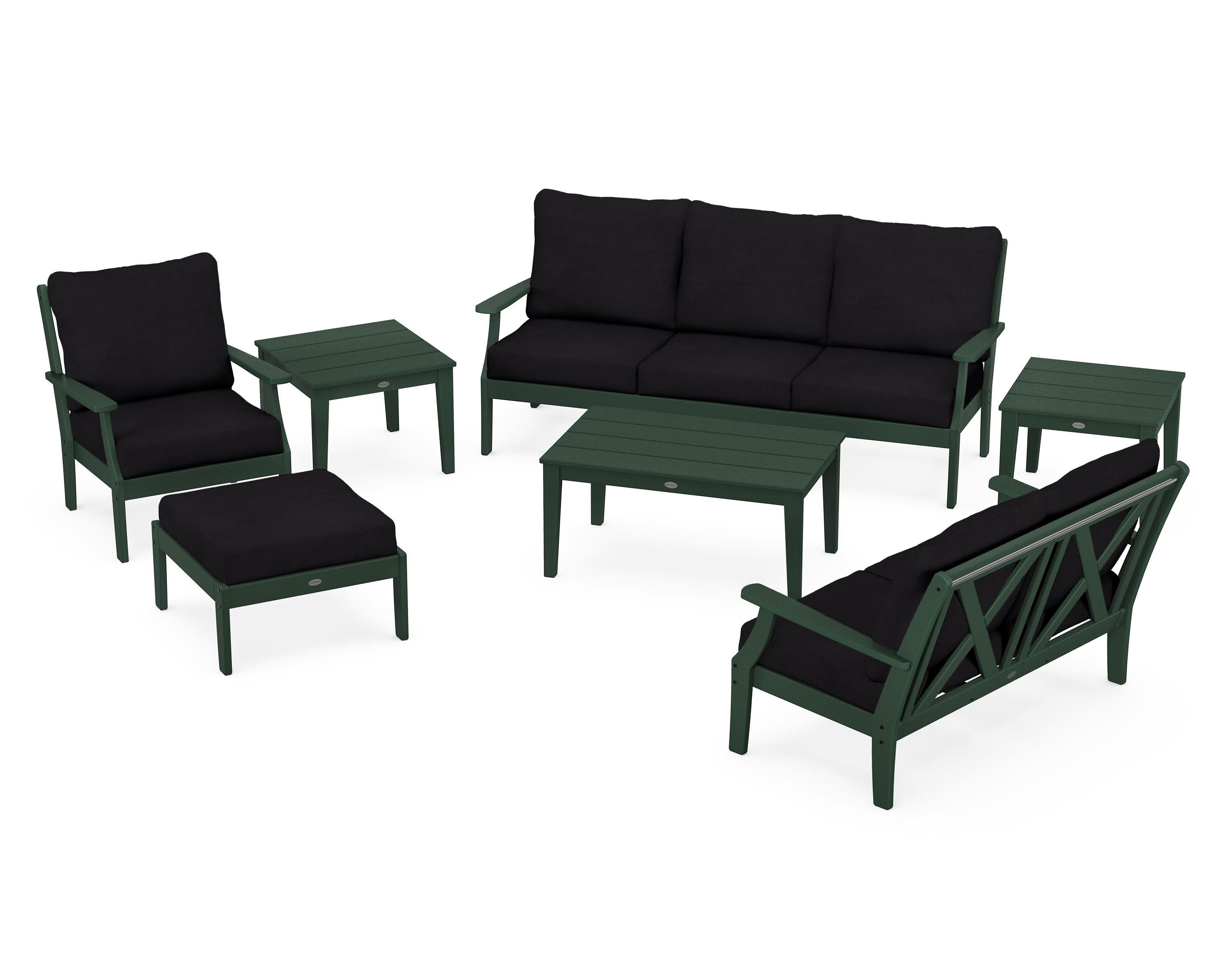 Braxton 7-Piece Deep Seating Set in Green / Midnight Linen