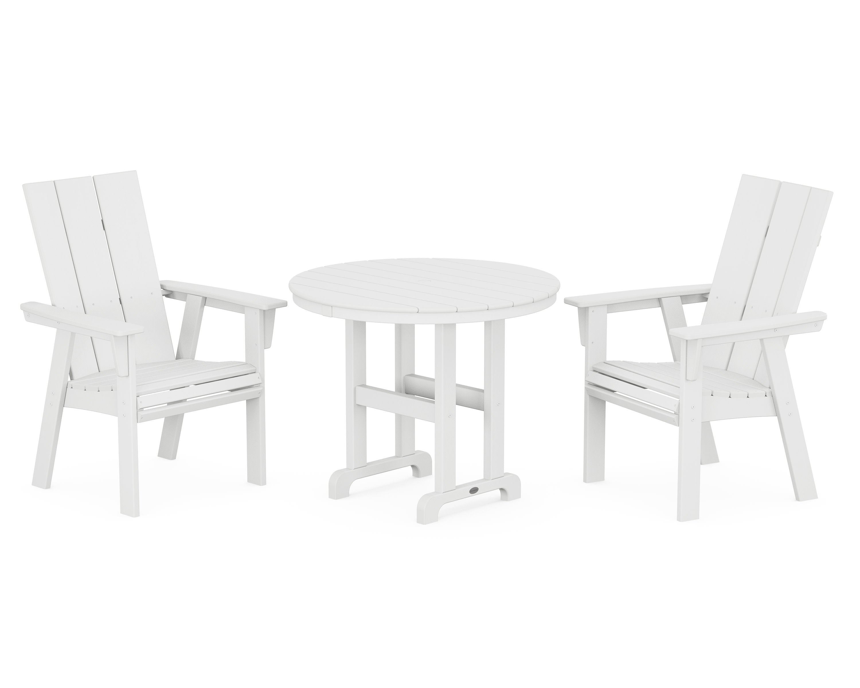 Modern Adirondack 3-Piece Round Dining Set in White