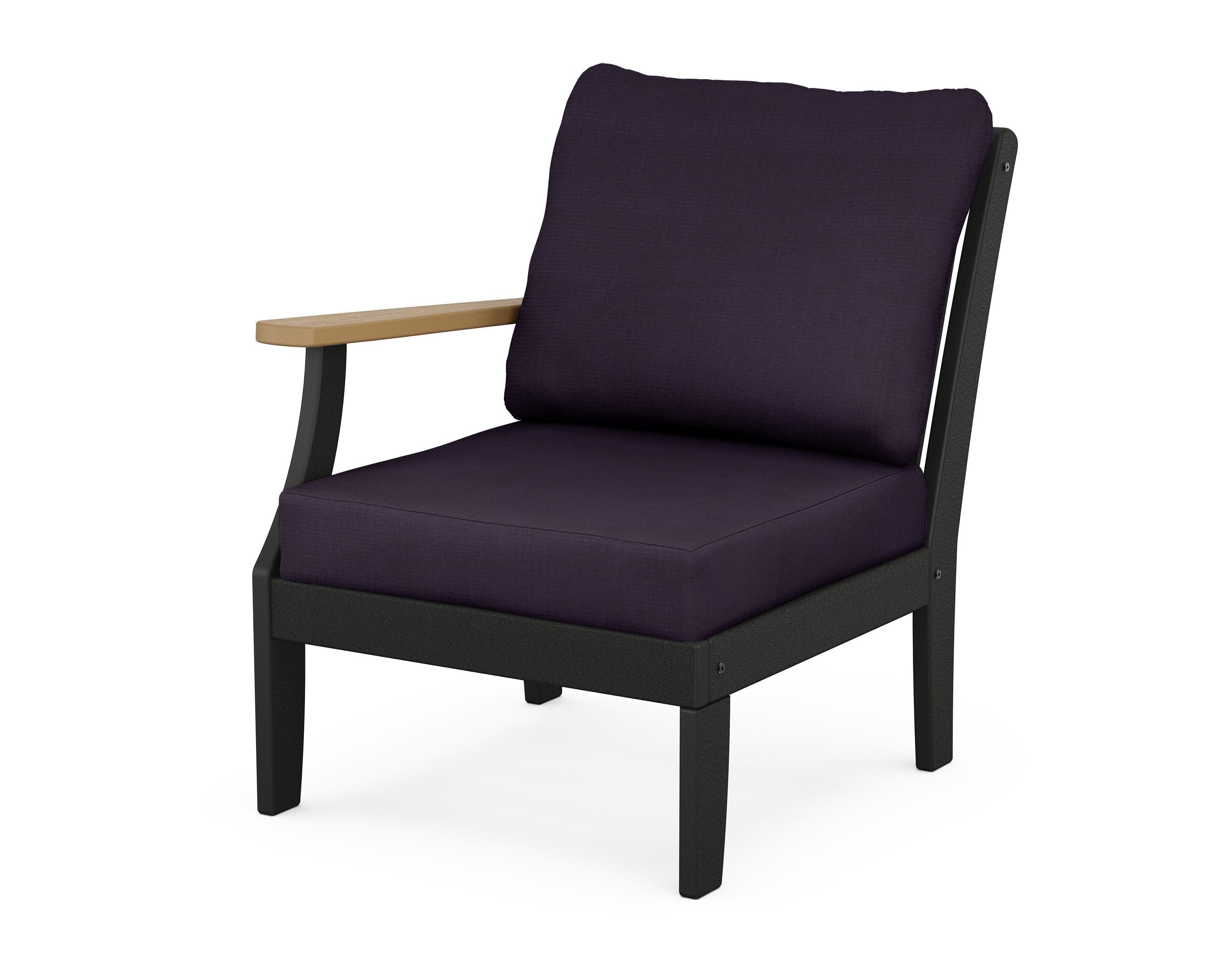 Braxton Modular Left Arm Chair in Black / Natural / Navy Linen