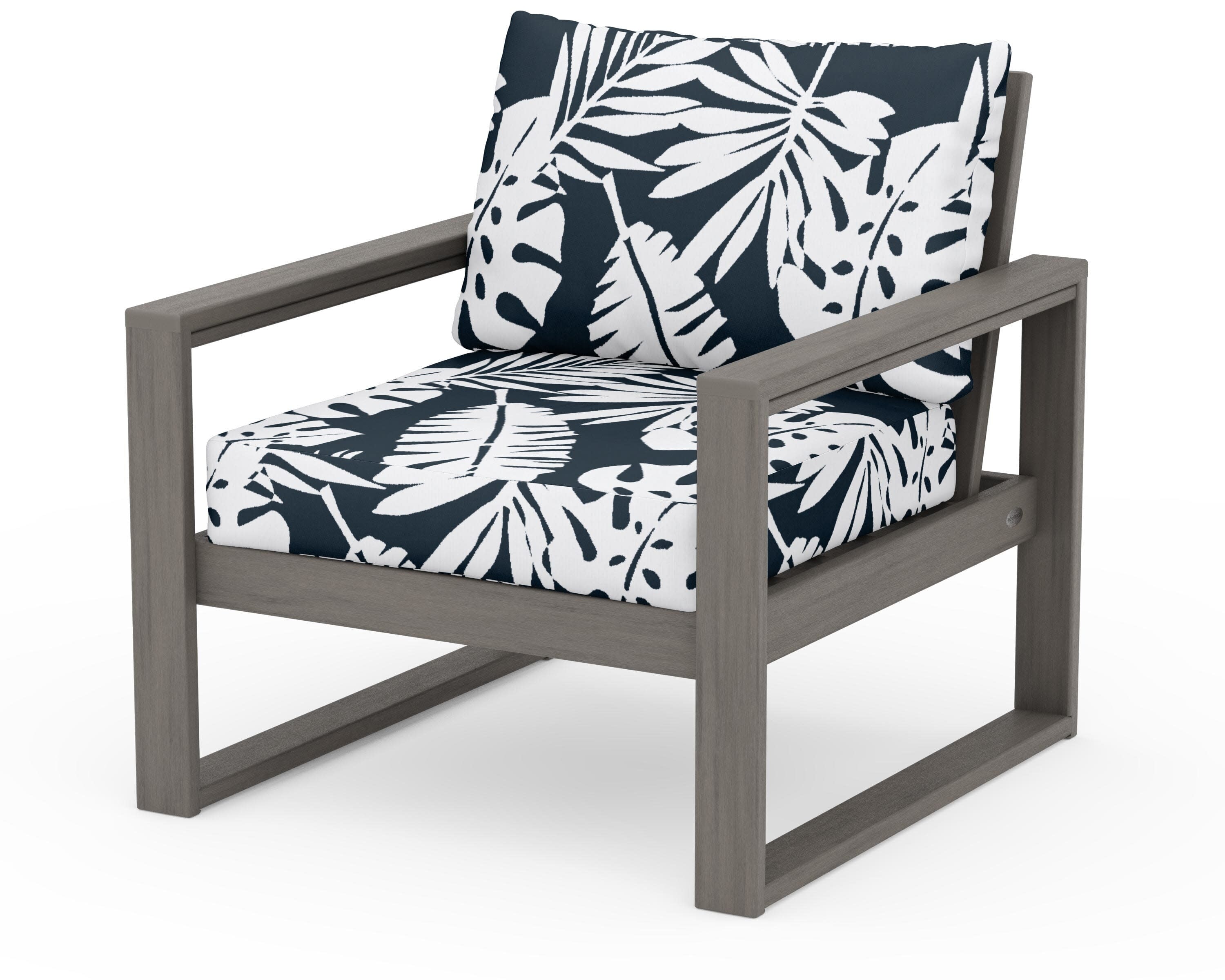 EDGE Club Chair in Driftwood / Leaf Marine Indigo