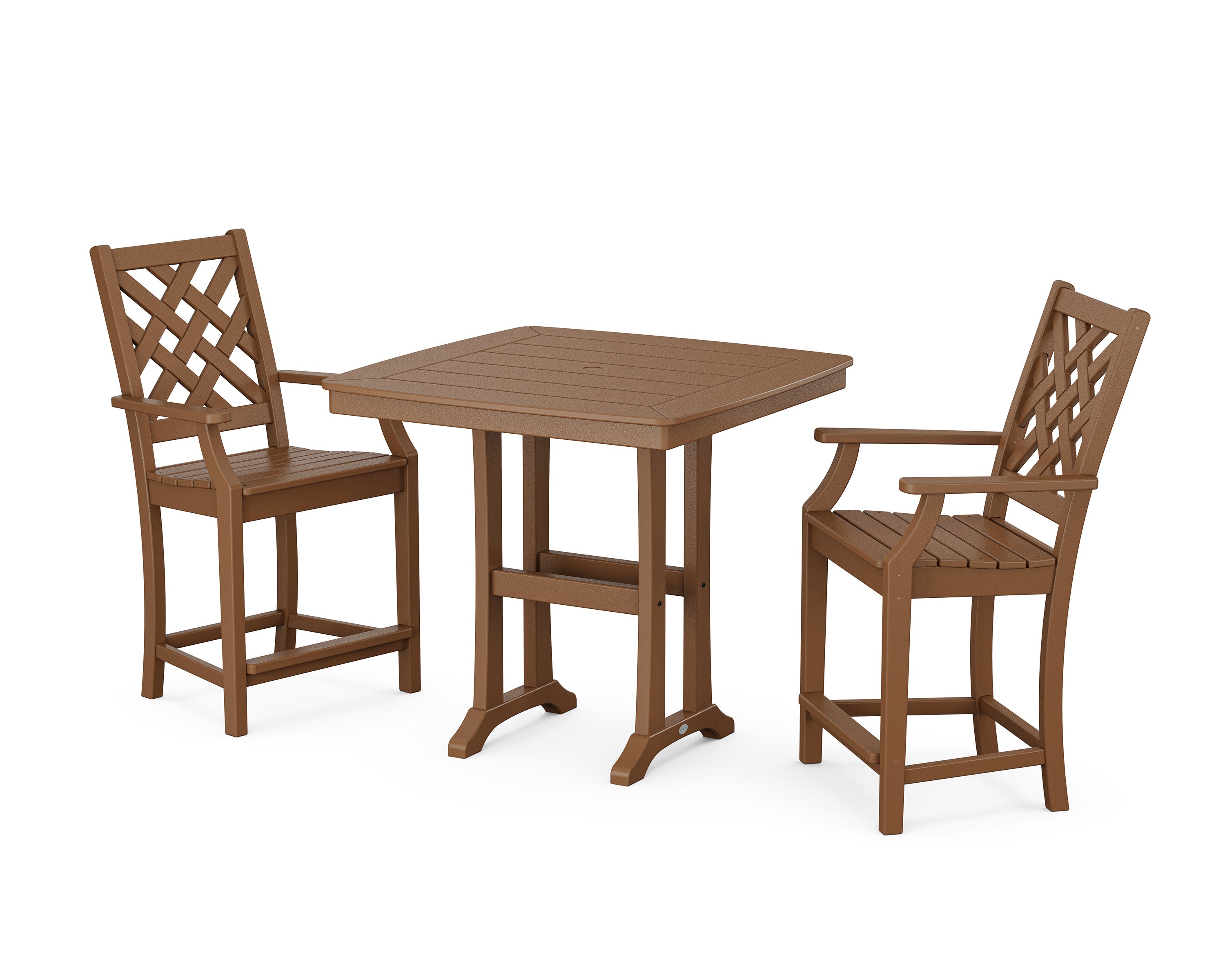 Wovendale 3-Piece Counter Set with Trestle Legs in Teak