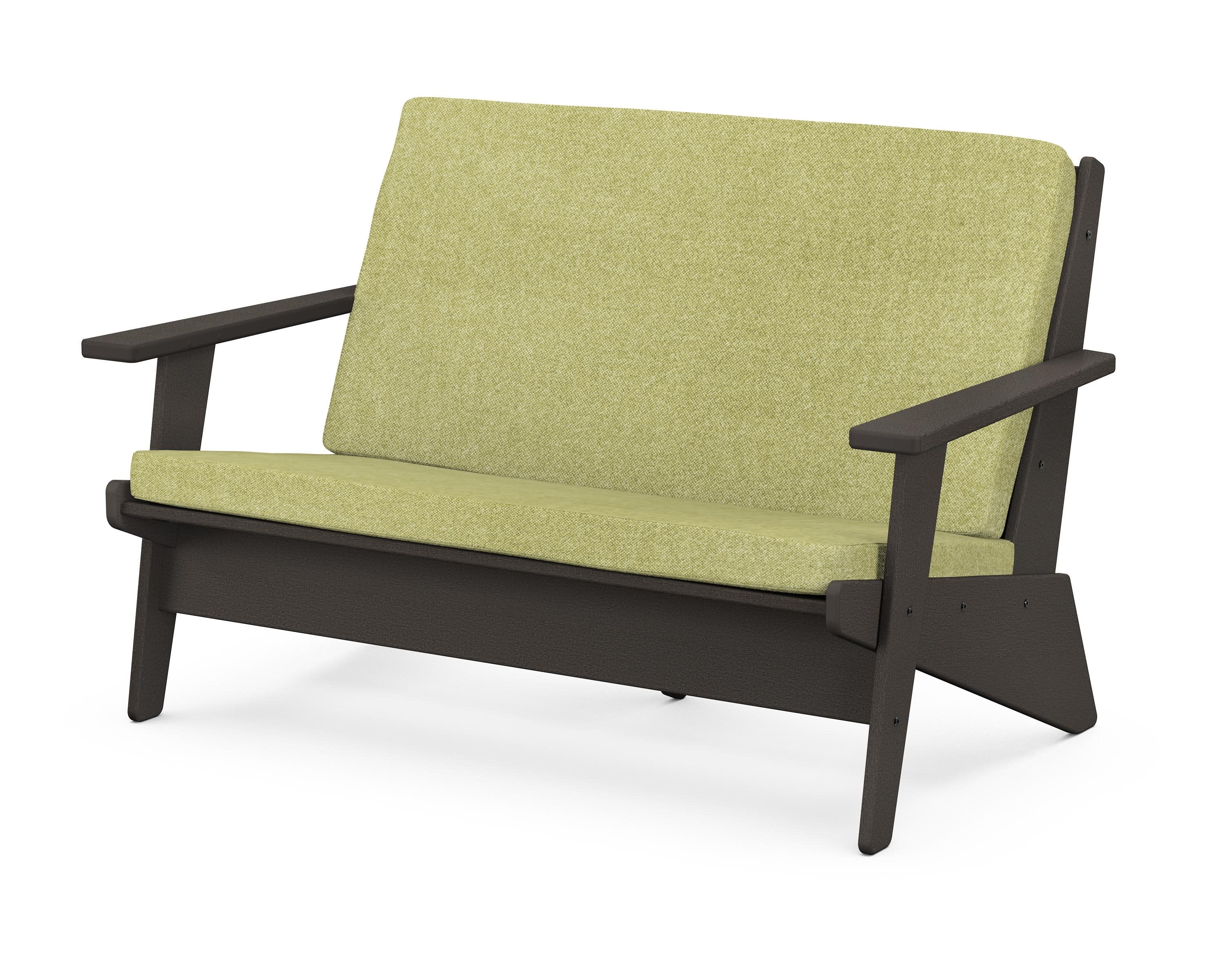 Riviera Modern Lounge Loveseat in Vintage Coffee / Chartreuse Boucle