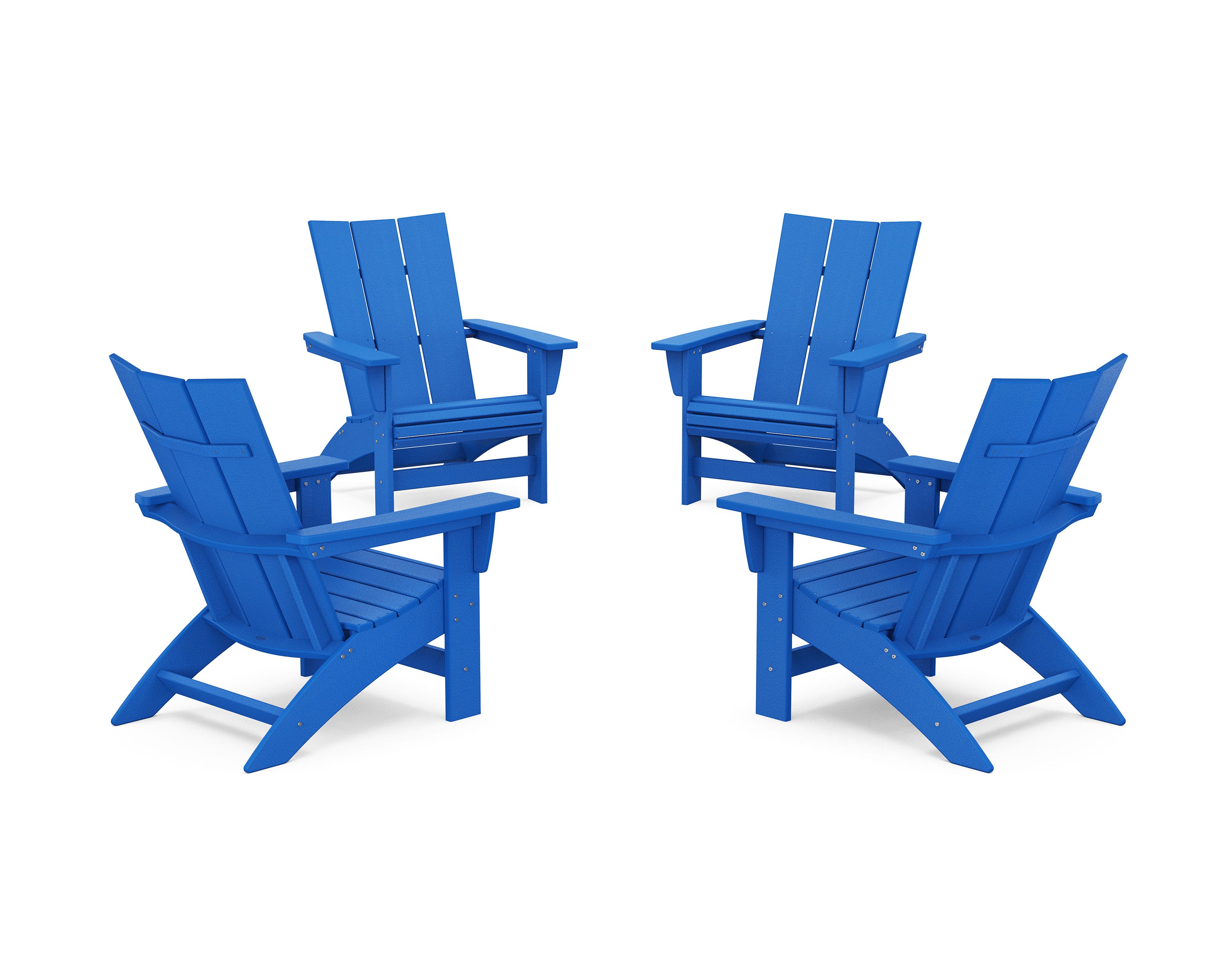 4-Piece Modern Grand Adirondack Chair Conversation Set in Pacific Blue