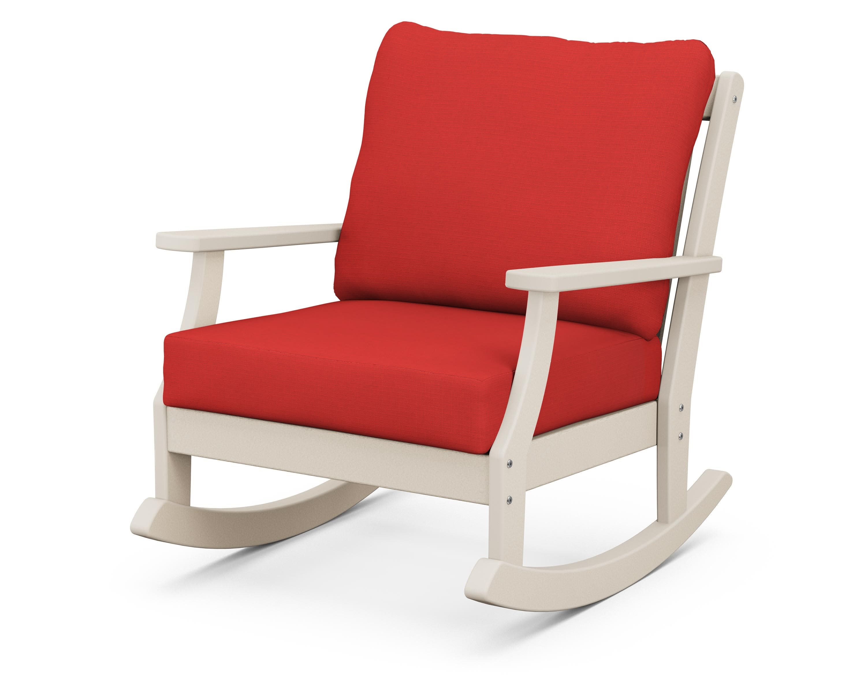 Braxton Deep Seating Rocking Chair in Sand / Crimson Linen