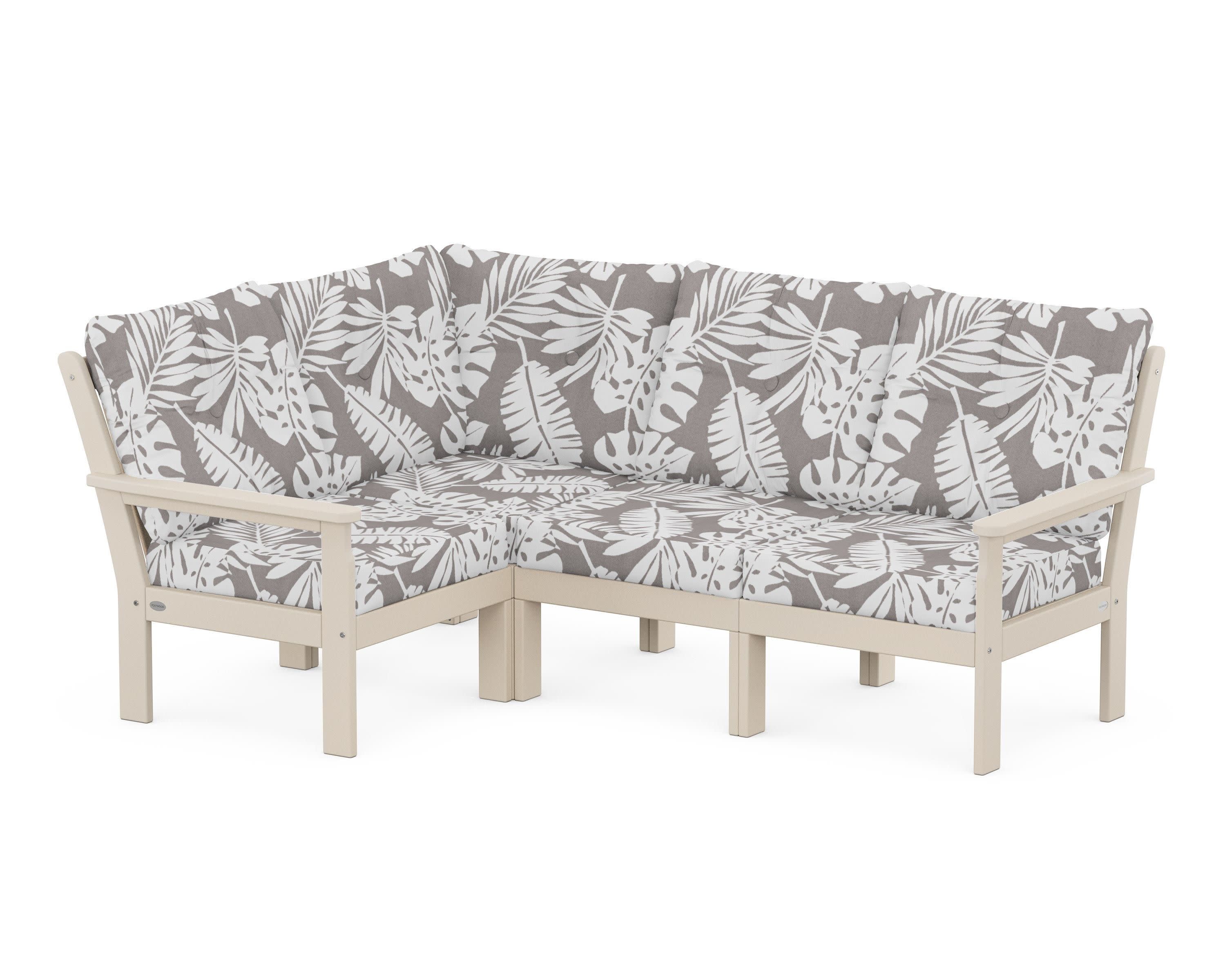 Vineyard 4-Piece Sectional in Sand / Leaf Grey Mist