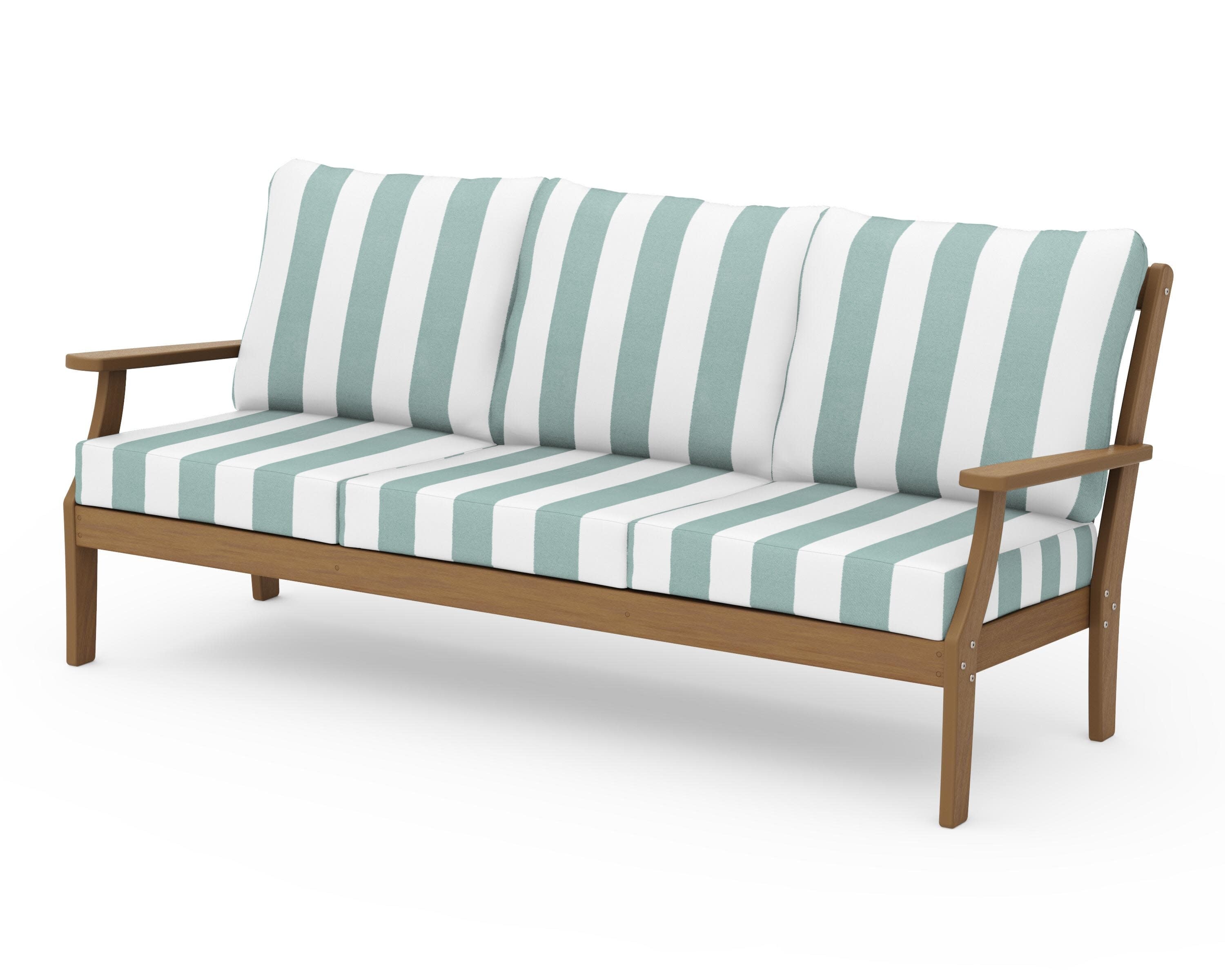 Braxton Deep Seating Sofa in Natural / Cabana Stripe Glacier Spa