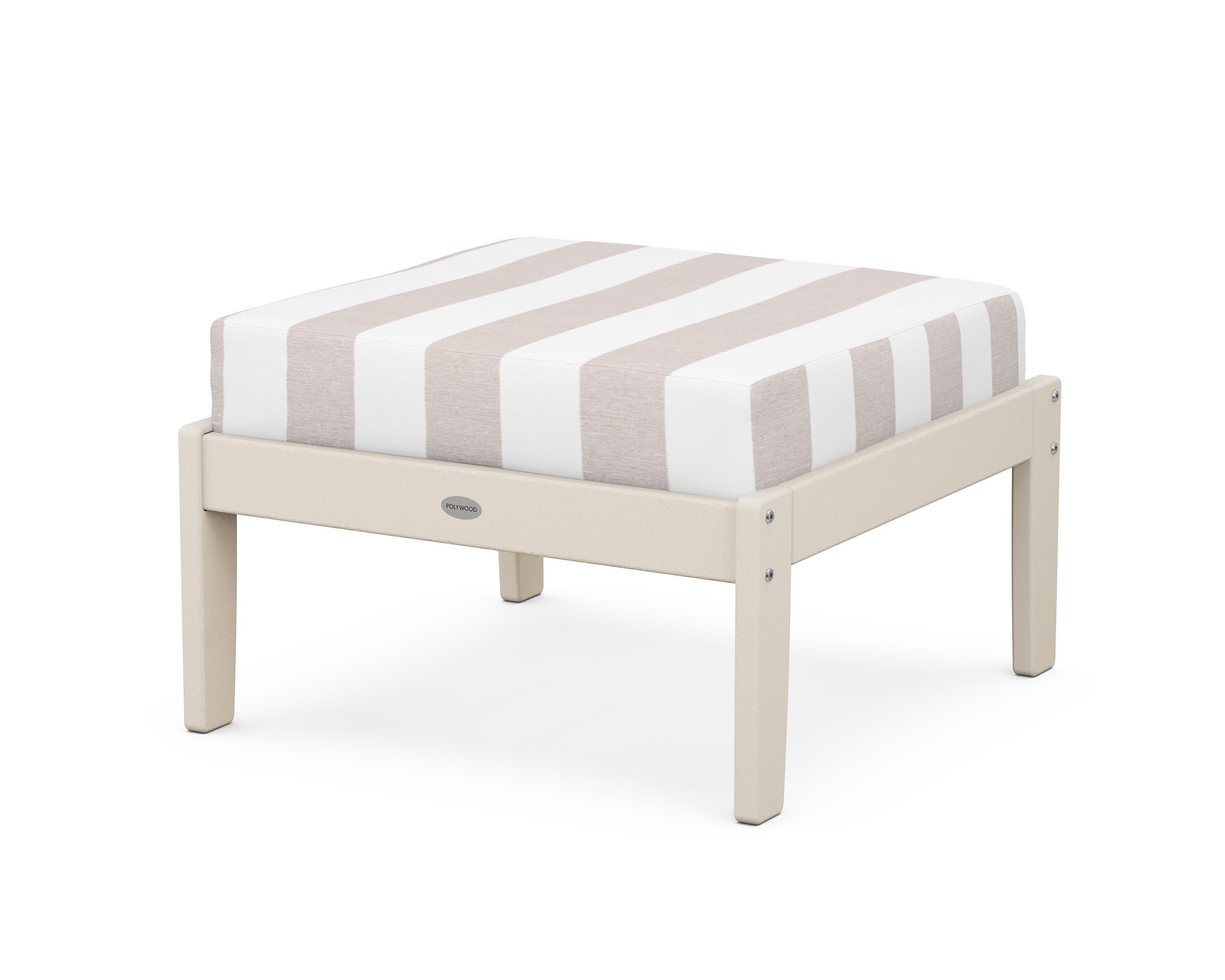 Braxton Deep Seating Ottoman in Sand / Cabana Stripe Dune Burlap
