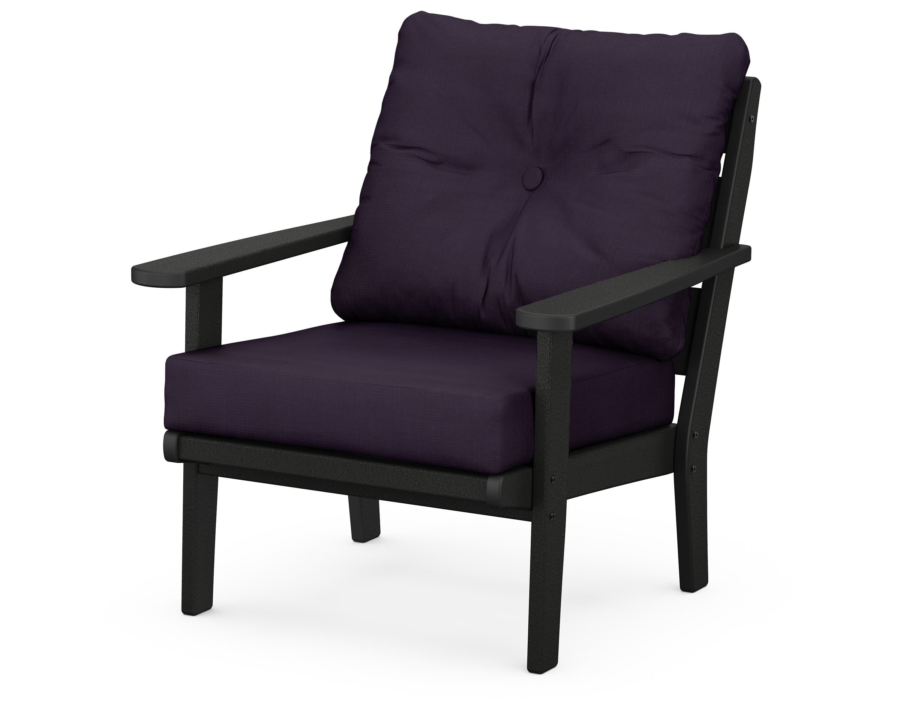 Lakeside Deep Seating Chair in Black / Navy Linen