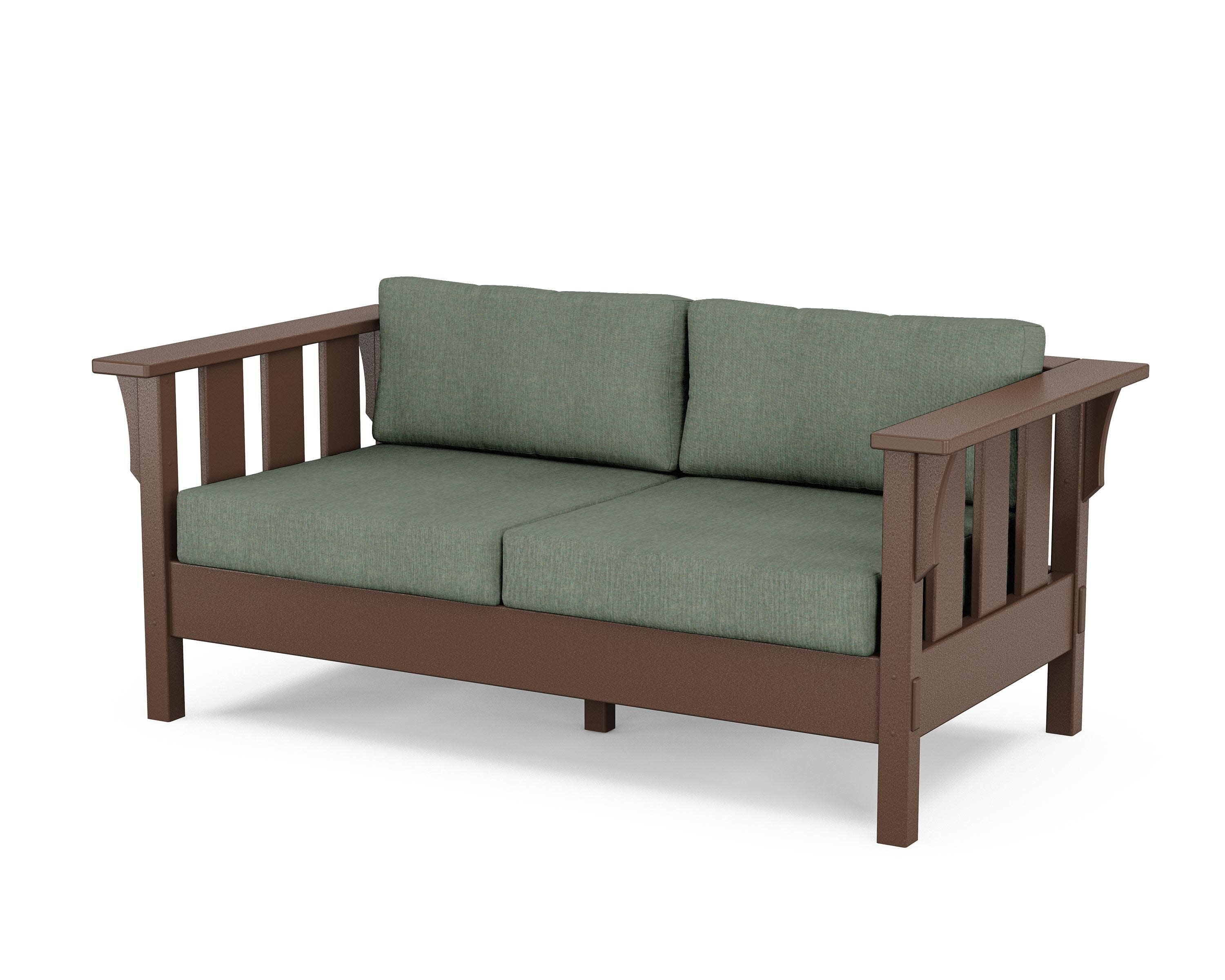 Acadia Deep Seating Loveseat in Mahogany / Cast Sage