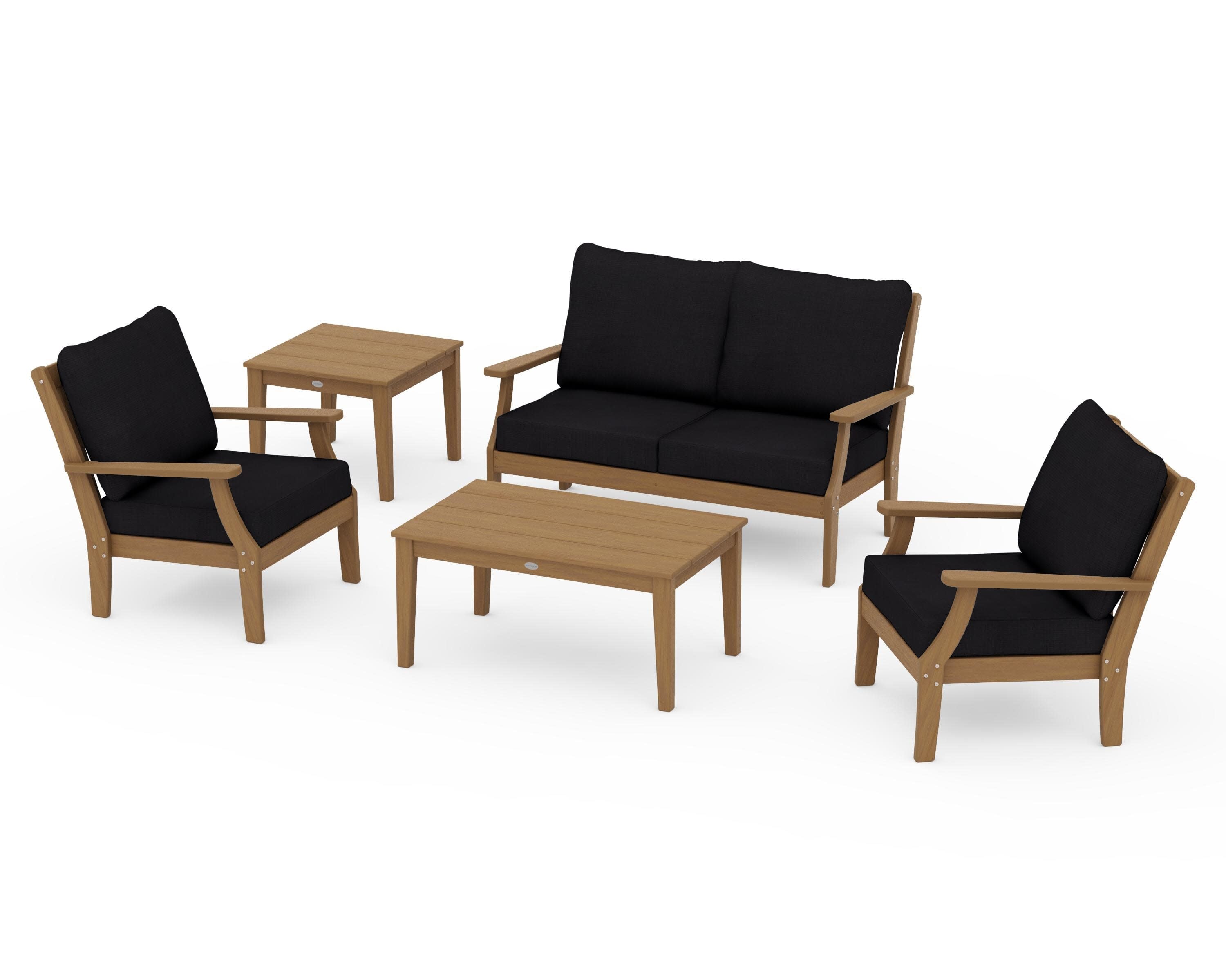 Braxton 5-Piece Deep Seating Set in Natural / Midnight Linen