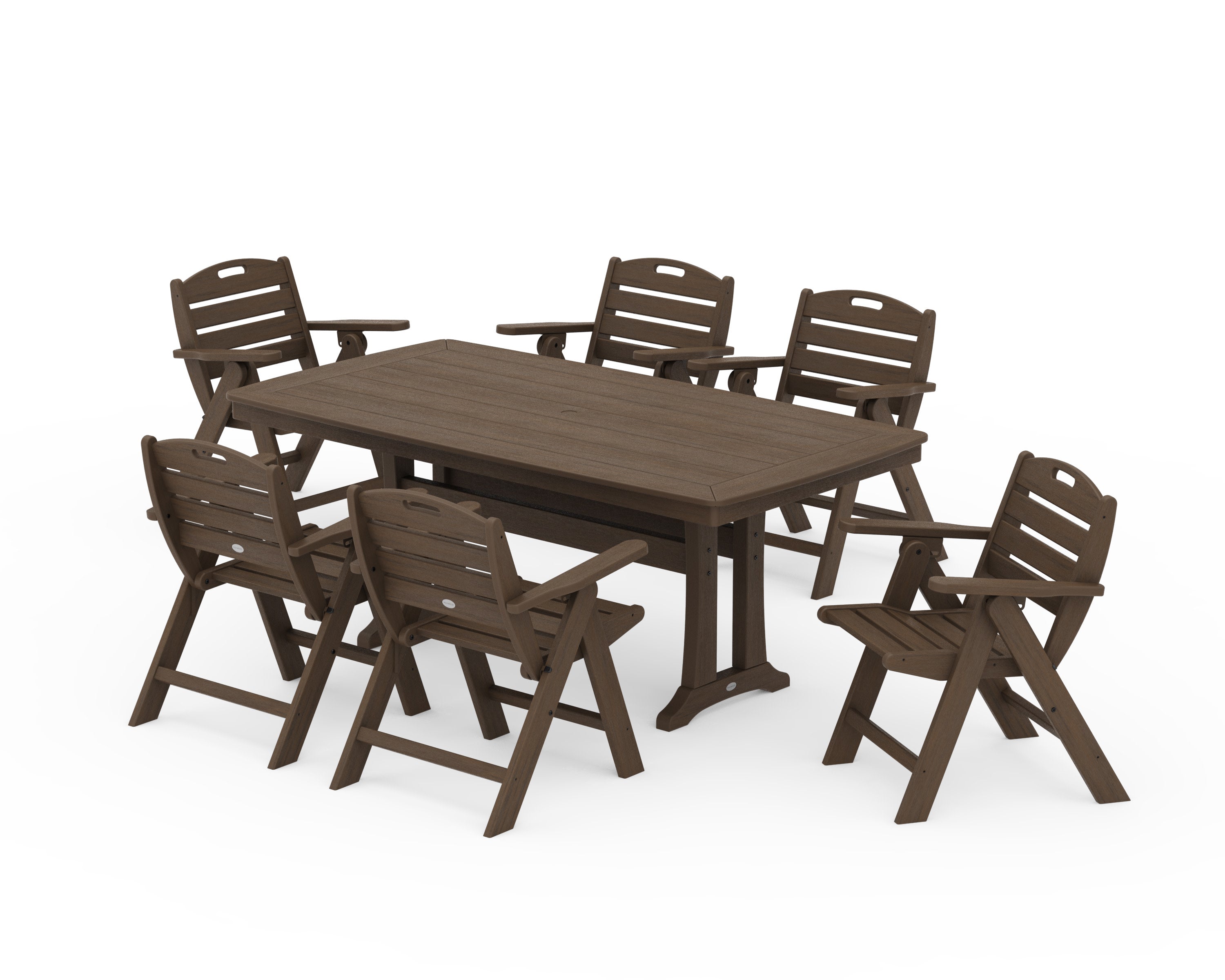 Nautical Lowback 7-Piece Dining Set with Trestle Legs in Kona