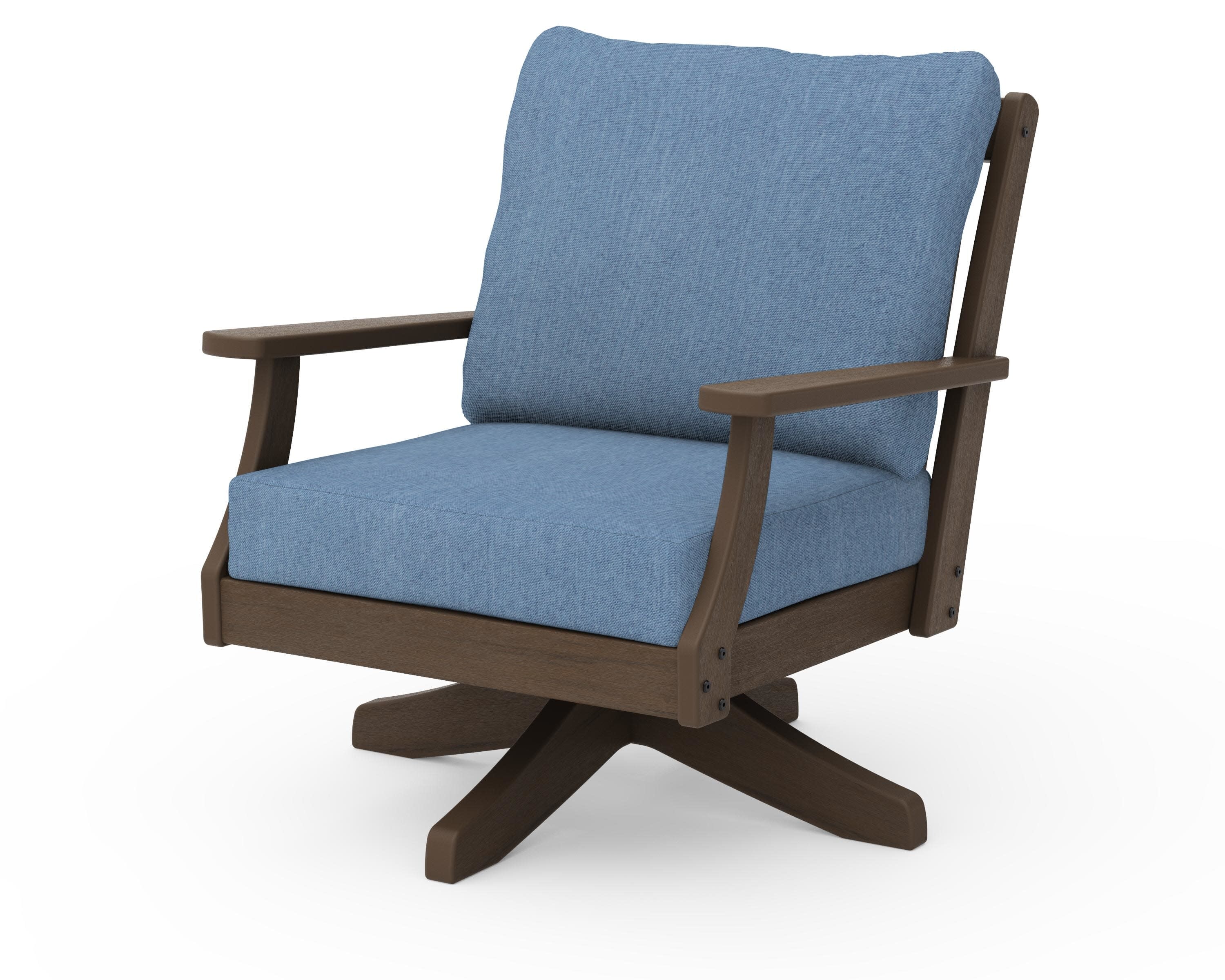 Braxton Deep Seating Swivel Chair in Kona / Sky Blue