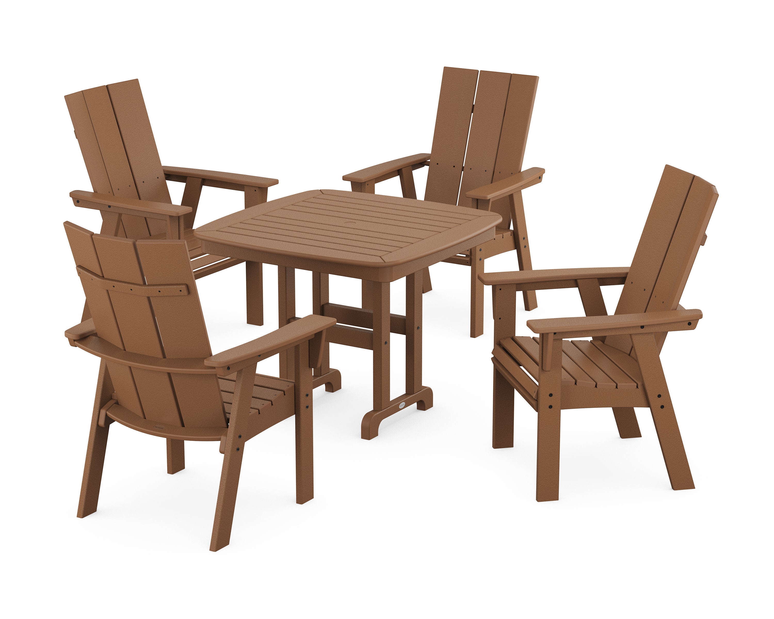 Modern Curveback Adirondack 5-Piece Dining Set in Teak
