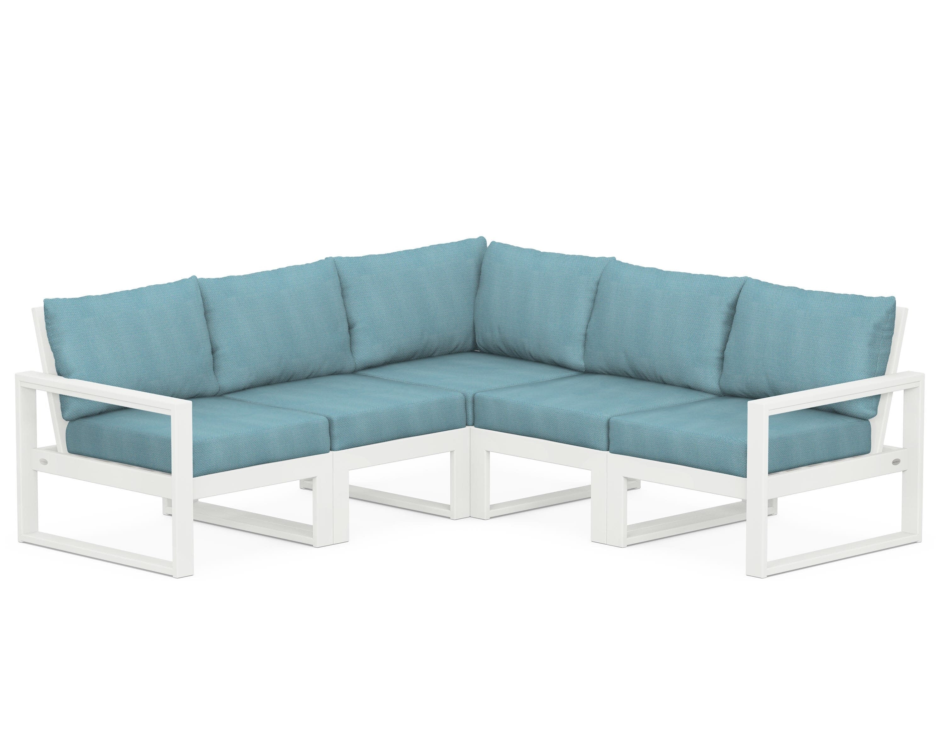 EDGE 5-Piece Modular Deep Seating Set in Vintage White / Lattice Sky Blue