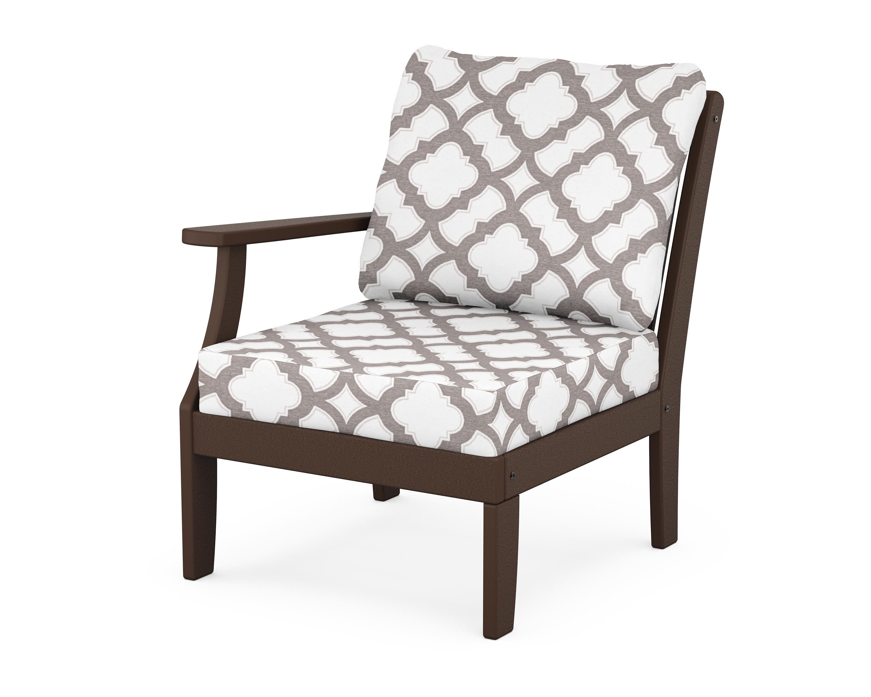 Braxton Modular Left Arm Chair in Mahogany / Trellis Grey Mist