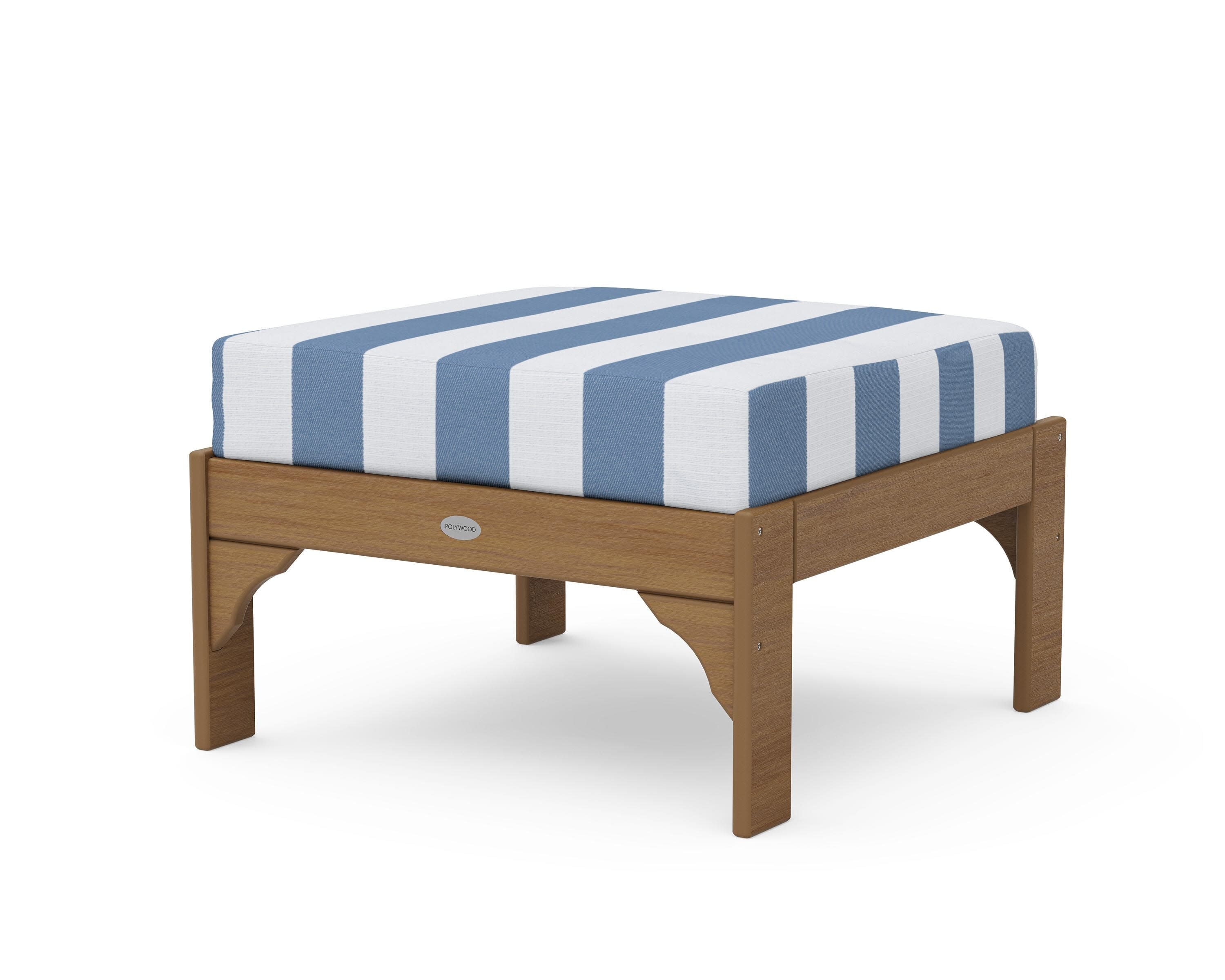 Vineyard Deep Seating Ottoman in Natural / Cabana Stripe Sky Blue