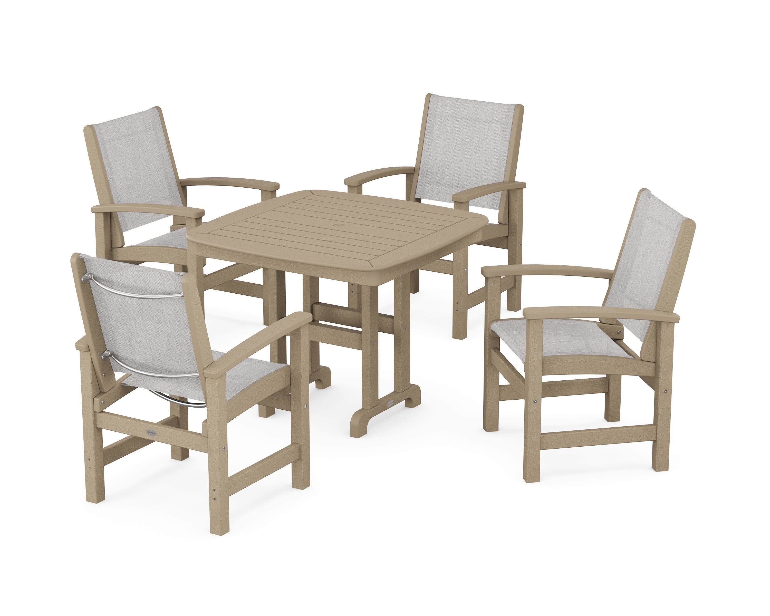Coastal 5-Piece Dining Set in Vintage Sahara / Parchment Sling