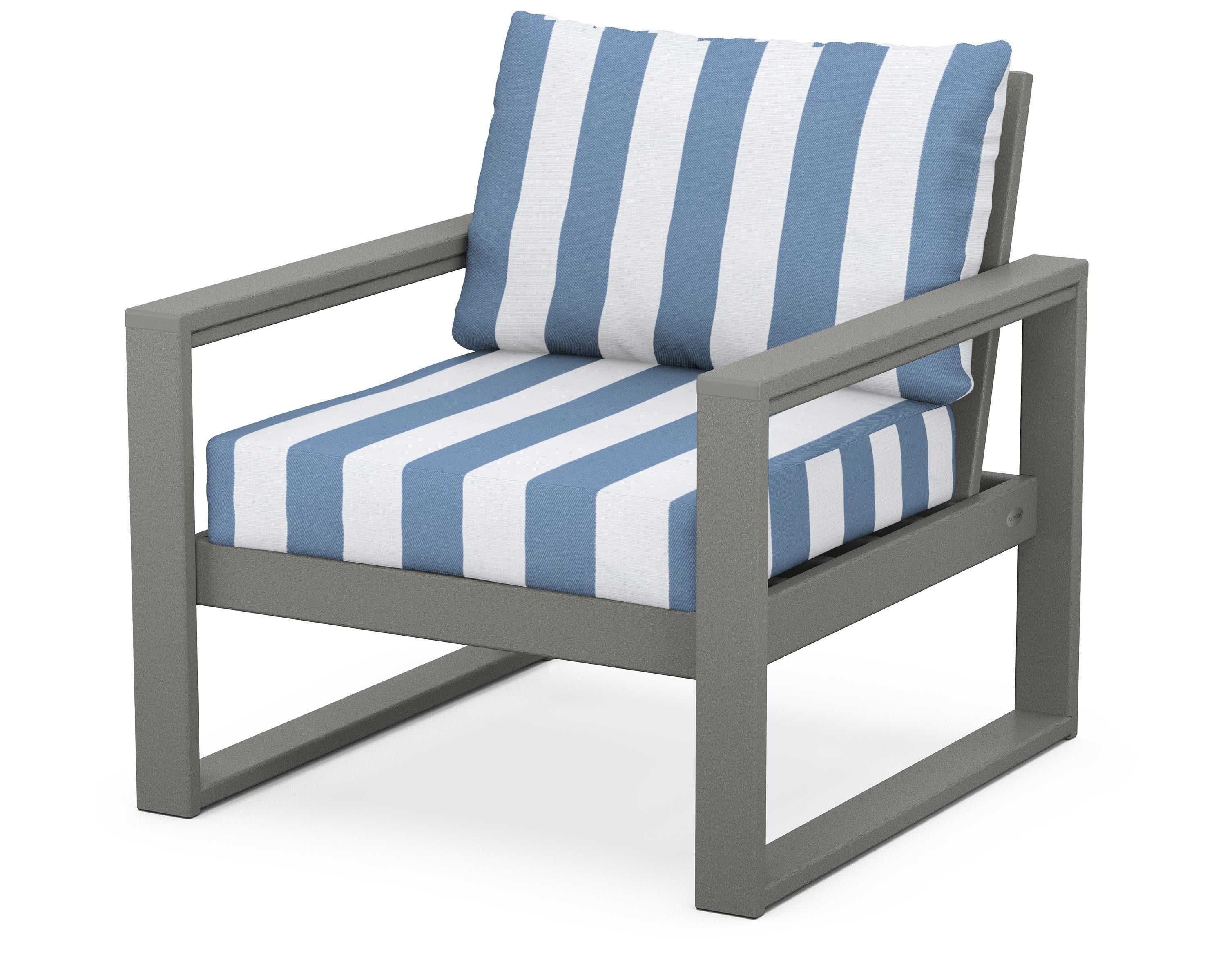 EDGE Club Chair in Slate Grey / Cabana Stripe Sky Blue