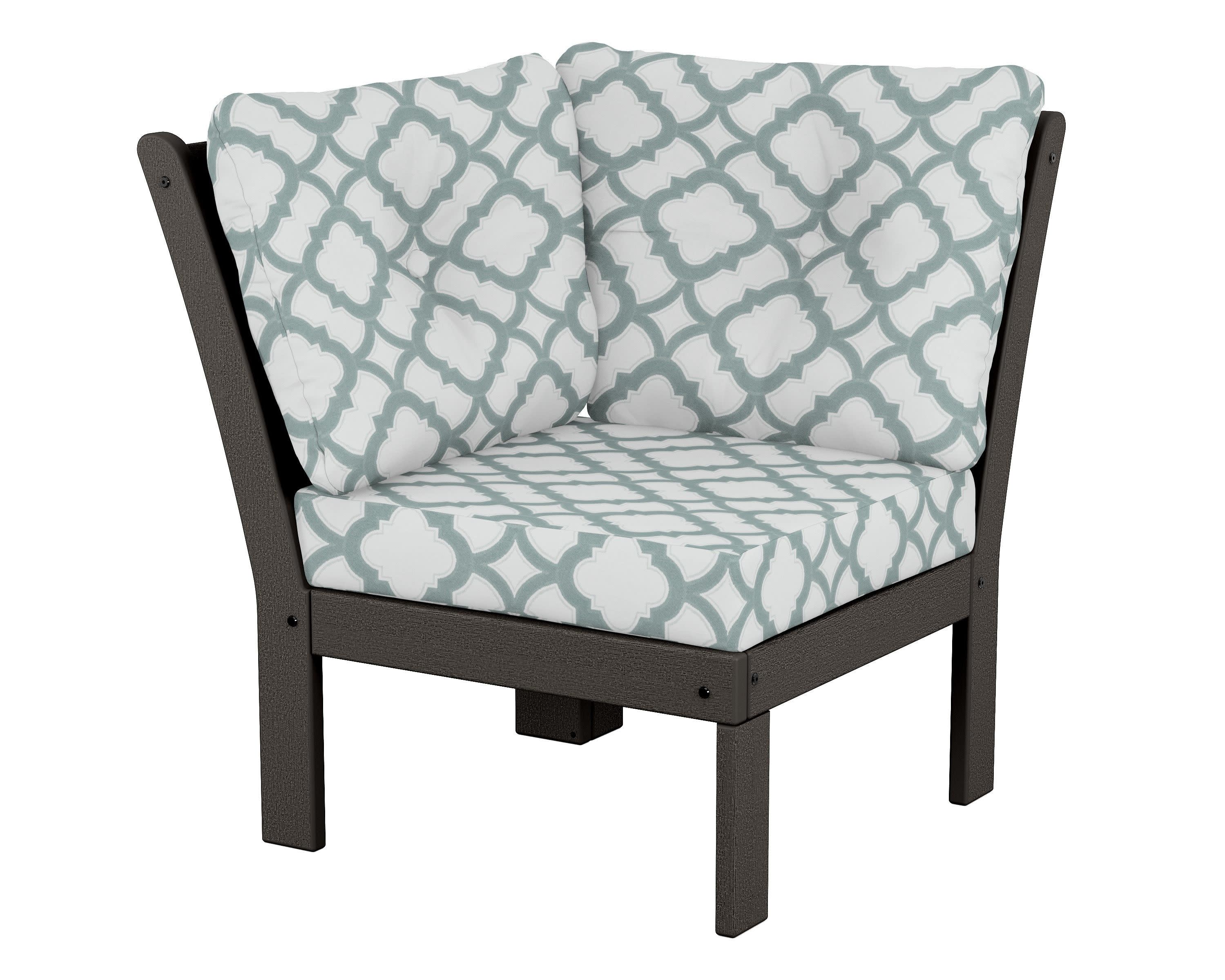 Vineyard Modular Corner Chair in Vintage Coffee / Trellis Glacier Spa
