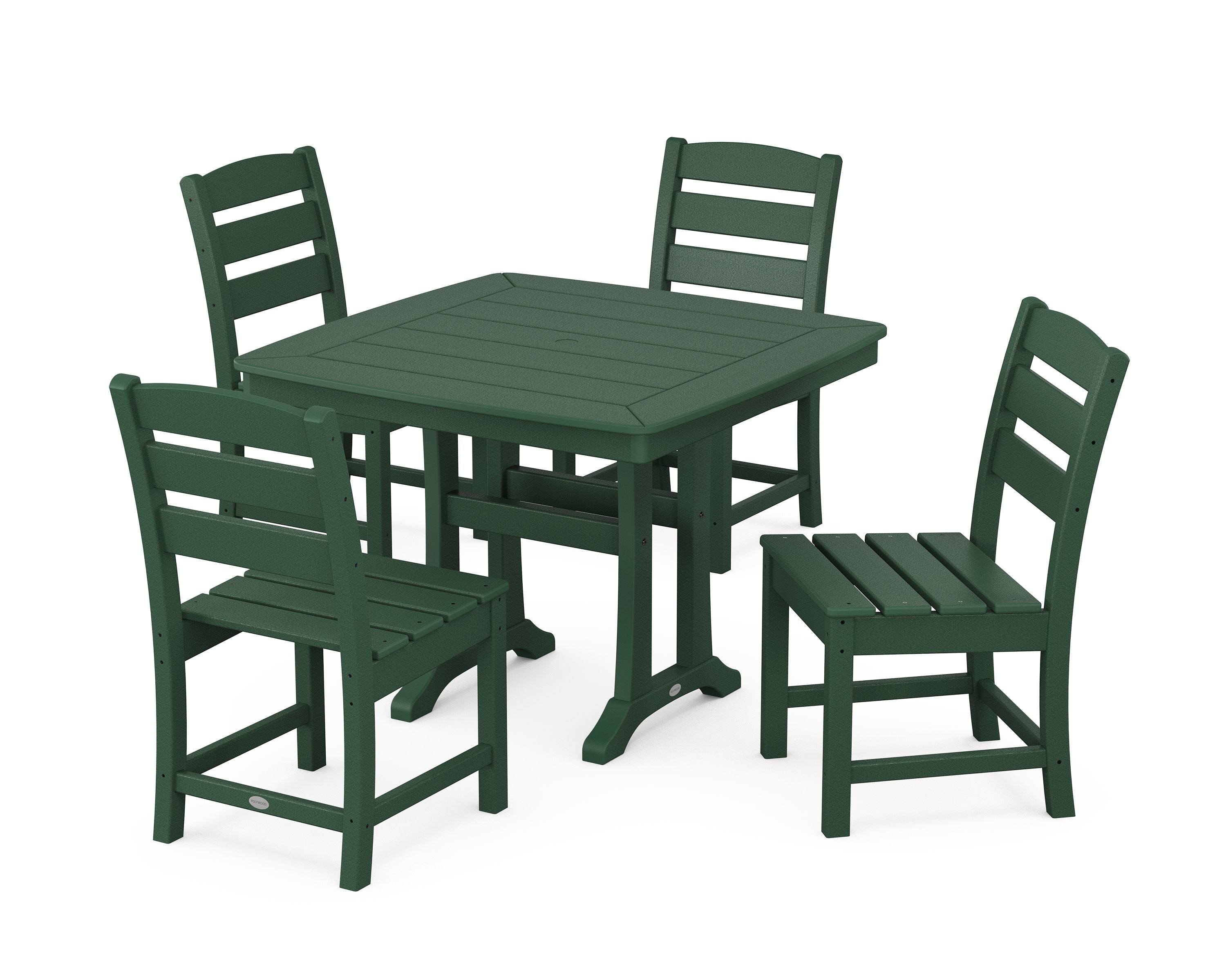 Lakeside Side Chair 5-Piece Dining Set with Trestle Legs in Green