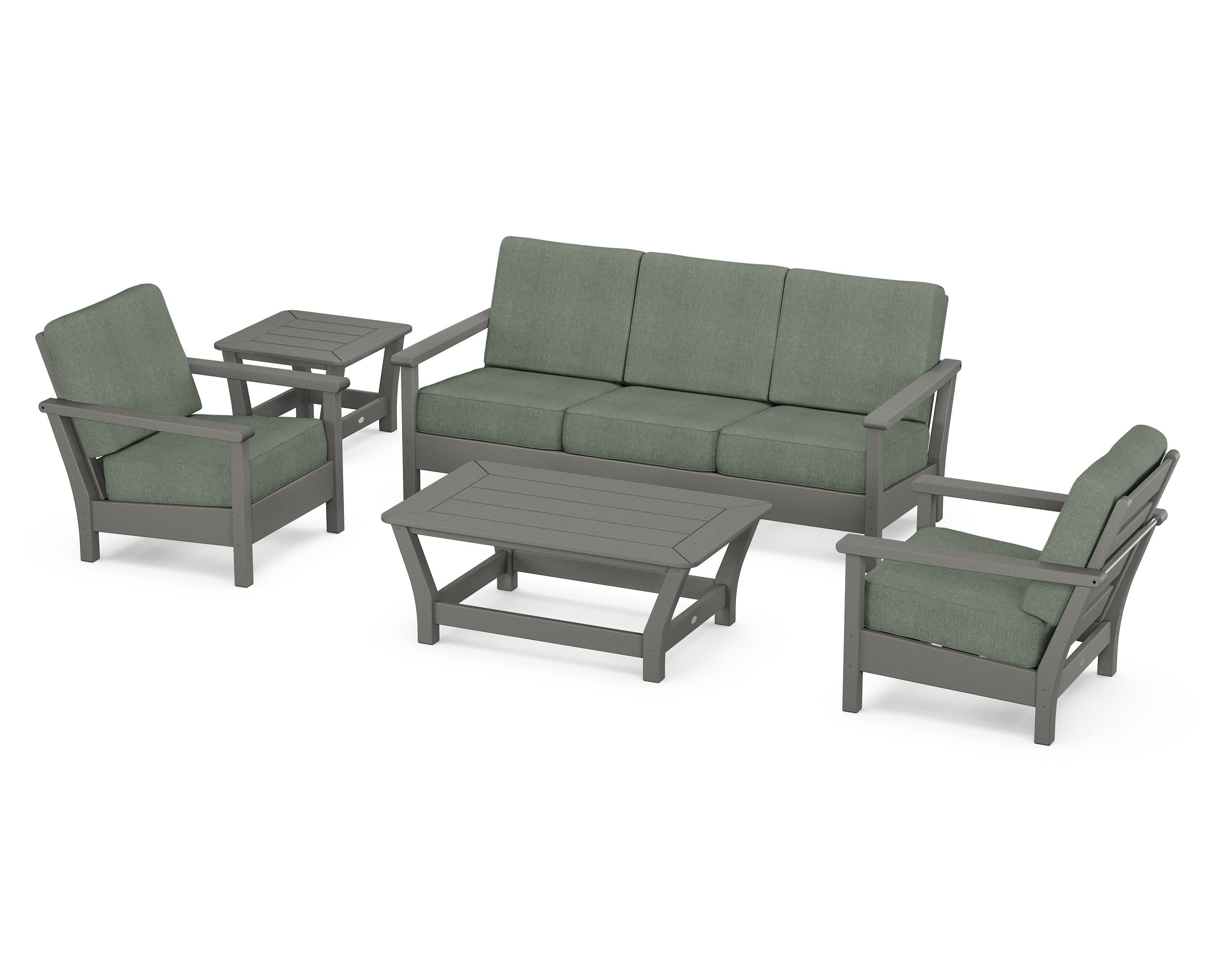 Harbour 5-Piece Deep Seating Set in Slate Grey / Cast Sage