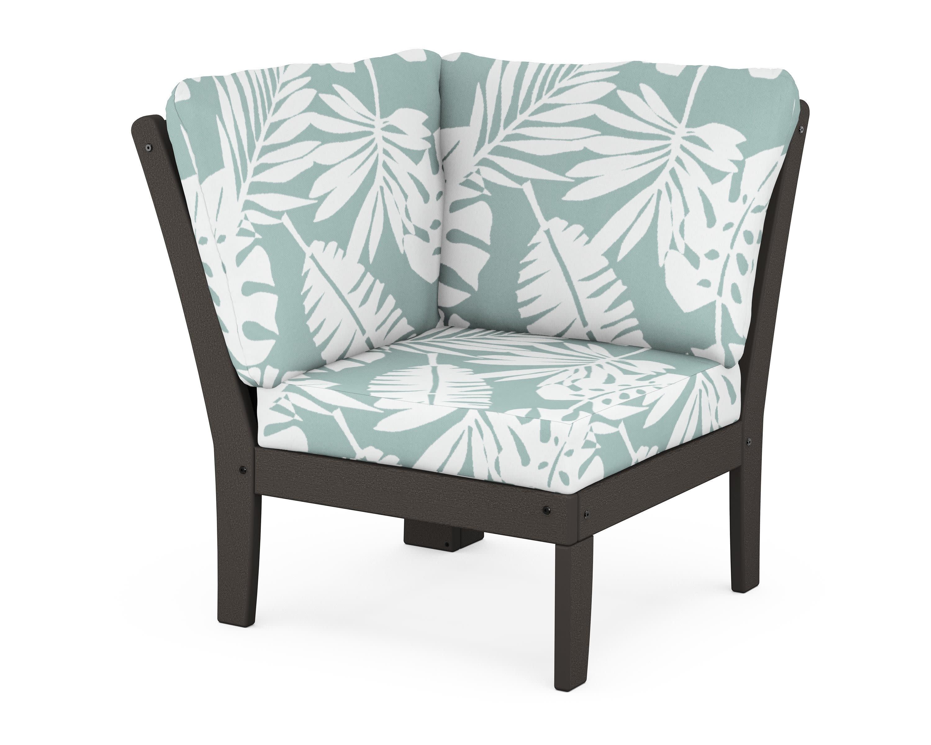Braxton Modular Corner Chair in Vintage Coffee / Leaf Glacier Spa