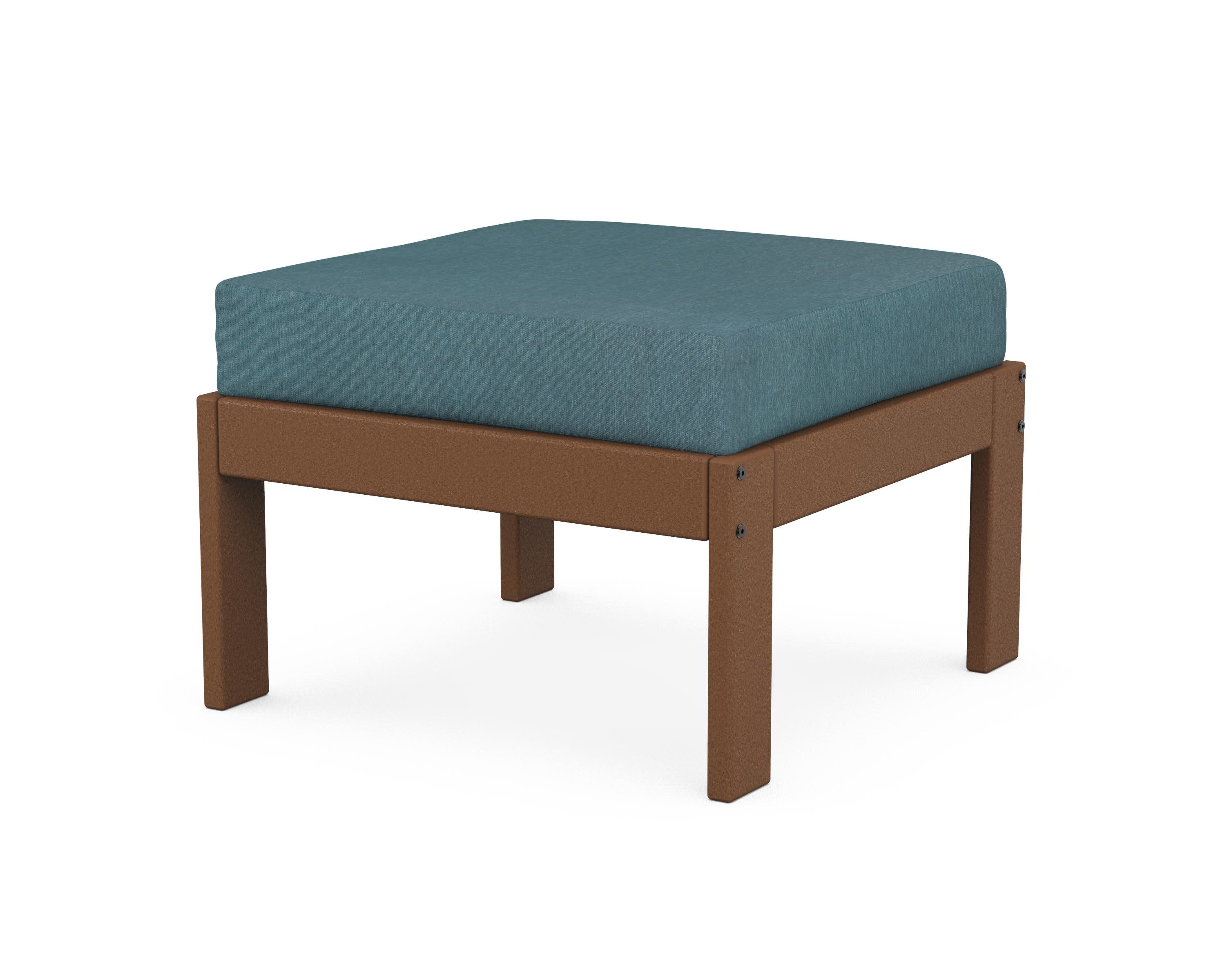 Vineyard Modular Ottoman in Teak / Ocean Teal