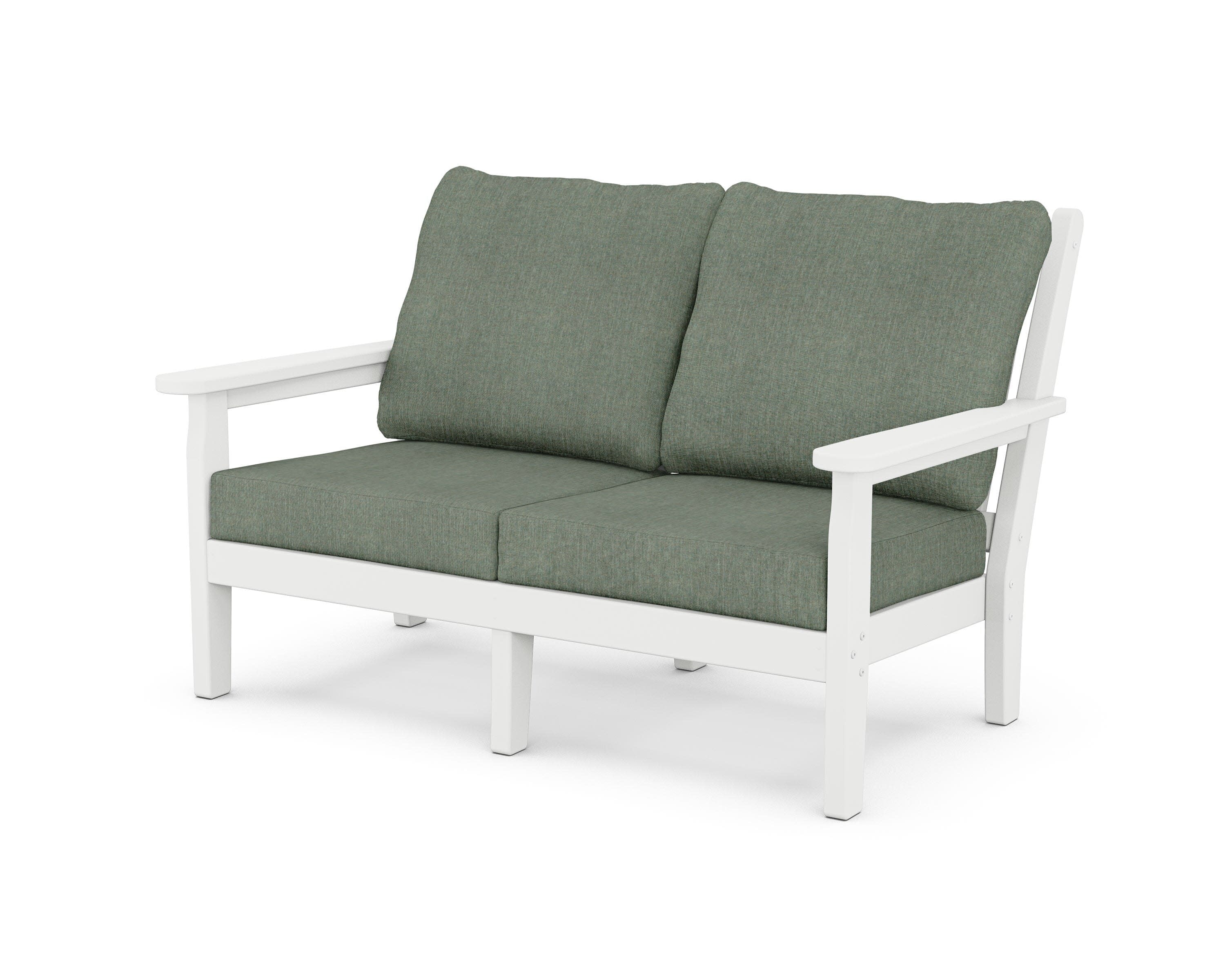 Chippendale Deep Seating Loveseat in White / Cast Sage
